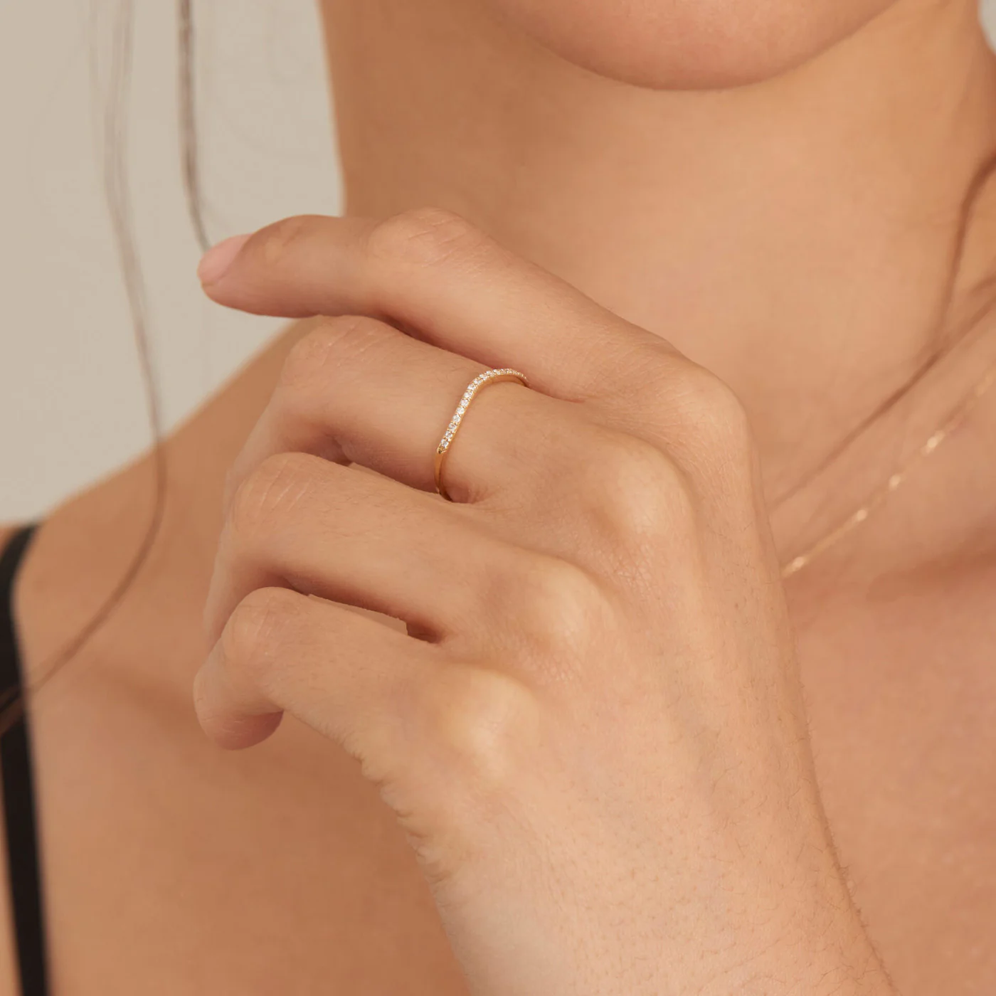 Ania Haie Magma Wave 14 Carat Gold Ring with Diamond AH-RAU004-01YG-50 - Image 2