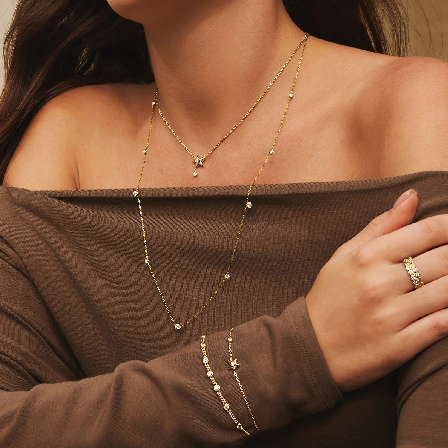 Ania Haie Melodic Poet Gold Sparkling Star Drop Necklace S AH-N066-04G - Image 2