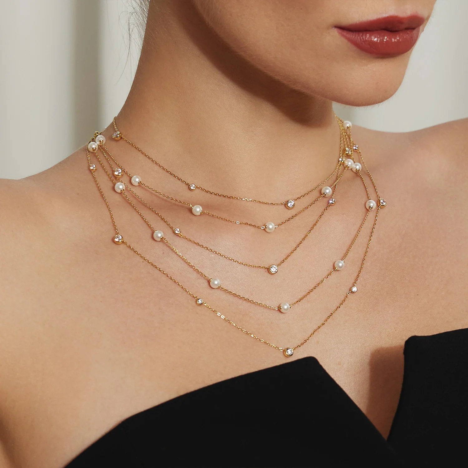 Ania Haie Miss Dainty Gold Coloured Pearl Necklace AH-N065-03G - Image 2