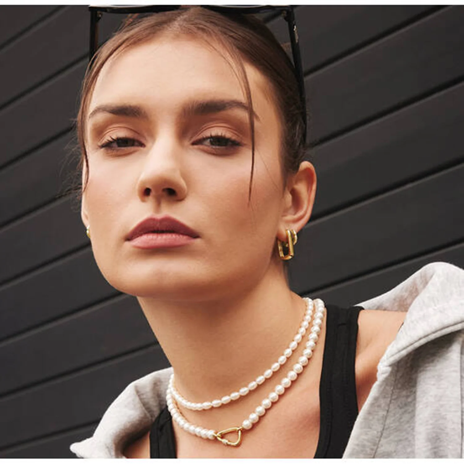 Ania Haie Reimaginer Gold Coloured Segmented Puffy Hoop Earrings AH-E069-02G - Image 2