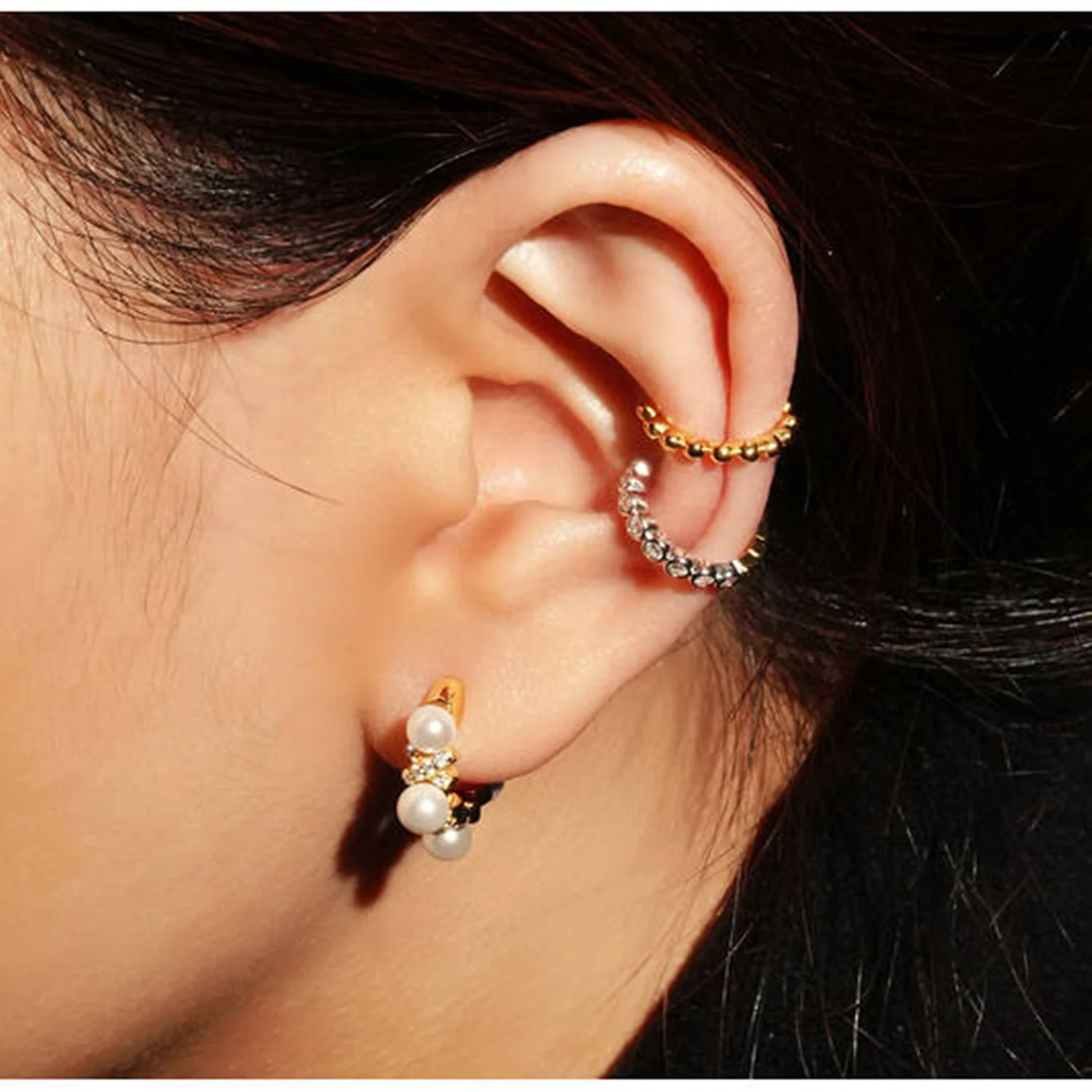 Ania Haie Reimaginer Gold Coloured Shell Pearl Hoop Earrings AH-E069-07G - Image 2