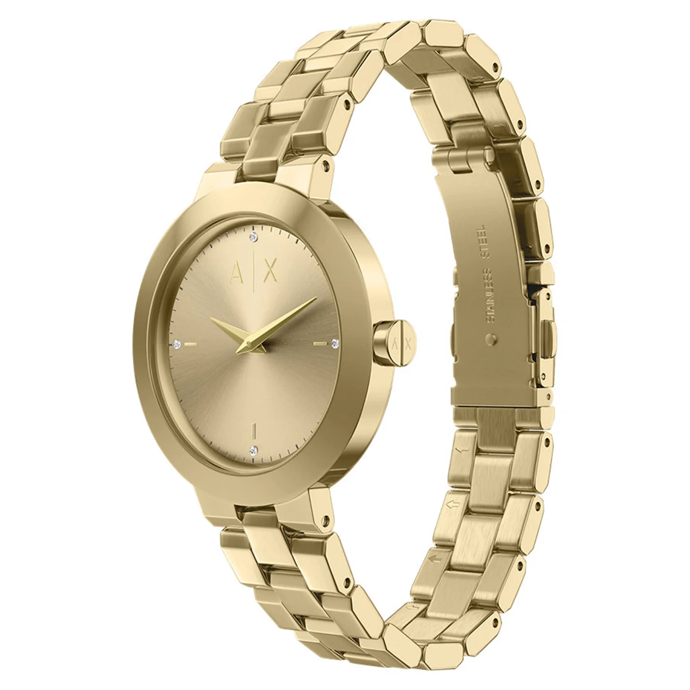 Armani Exchange Round Gold Watch with Gold Bracelet AX7177SET - Image 2