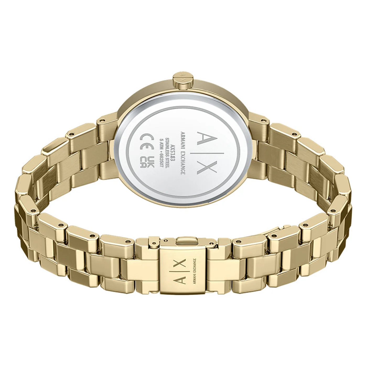 Armani Exchange Round Gold Watch with Gold Bracelet AX7177SET - Image 6