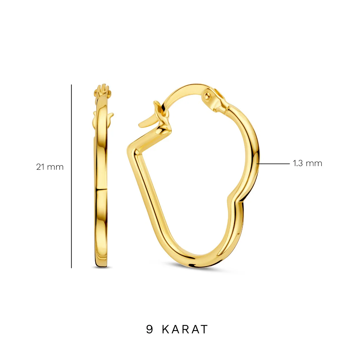 Beloro Jewels Della Spiga Luna 9 karat gold heart earrings BO360081 - Image 5