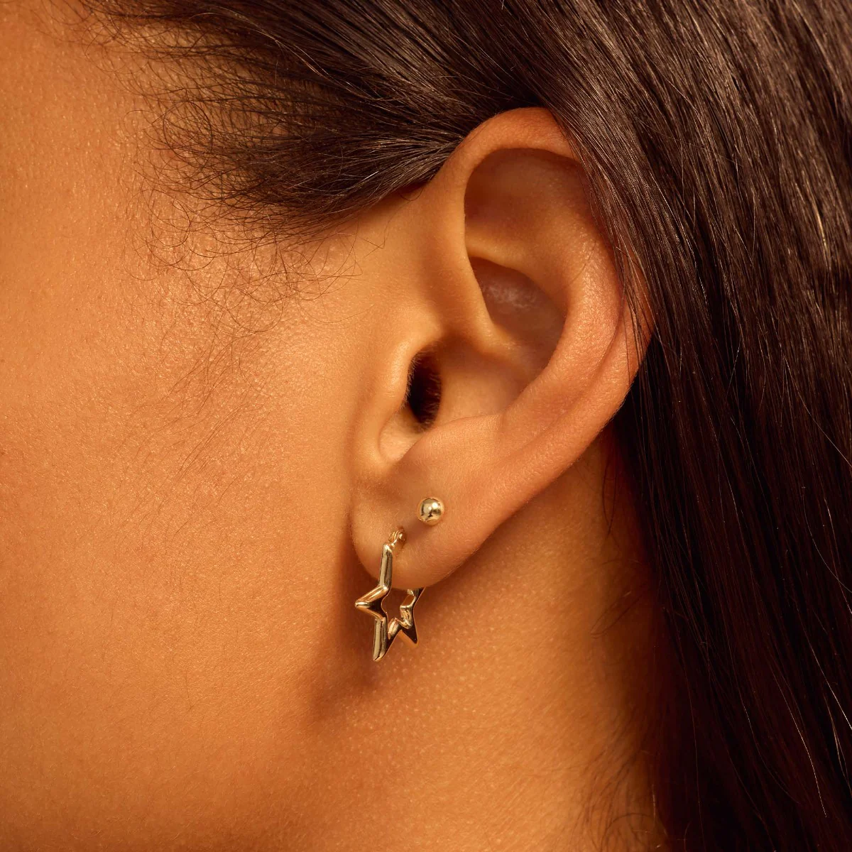 Beloro Jewels Della Spiga Luna 9 Karat Gold Star Earrings BO360083 - Image 2