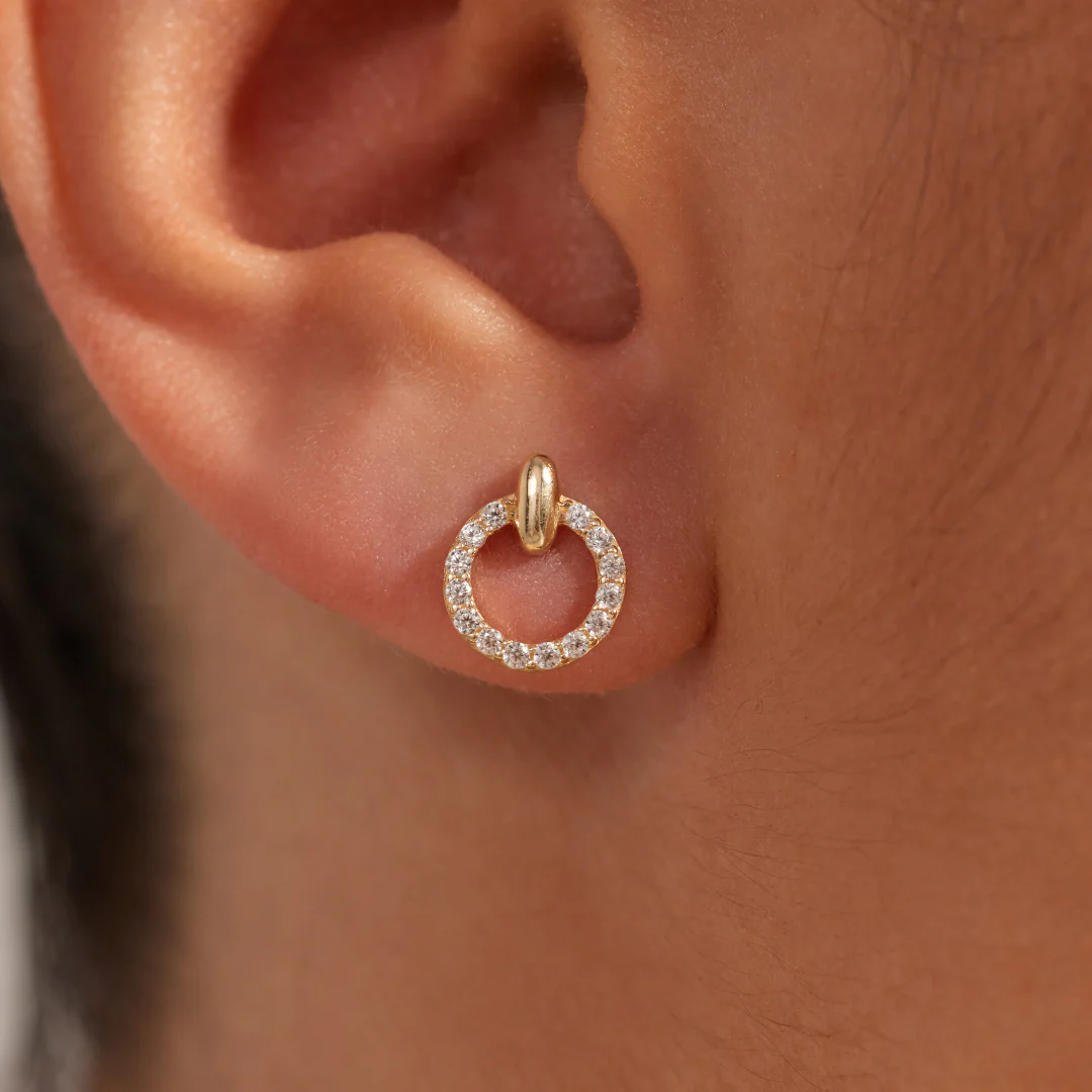 Beloro Jewels Monte Napoleone Irene 9 karat gold ear studs with zirconia stones  BO360124 - Image 2