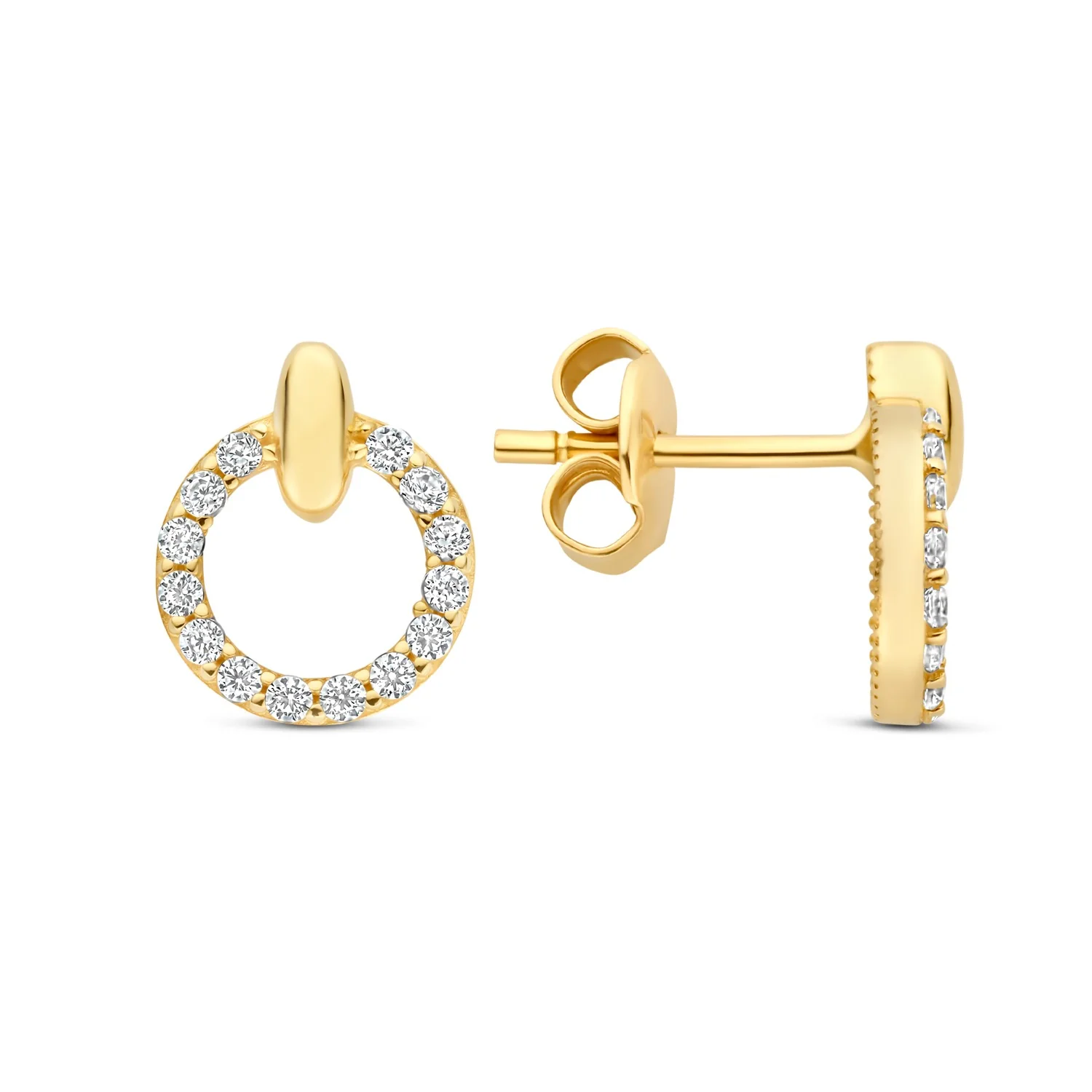 Beloro Jewels Monte Napoleone Irene 9 karat gold ear studs with zirconia stones  BO360124 - Image 4