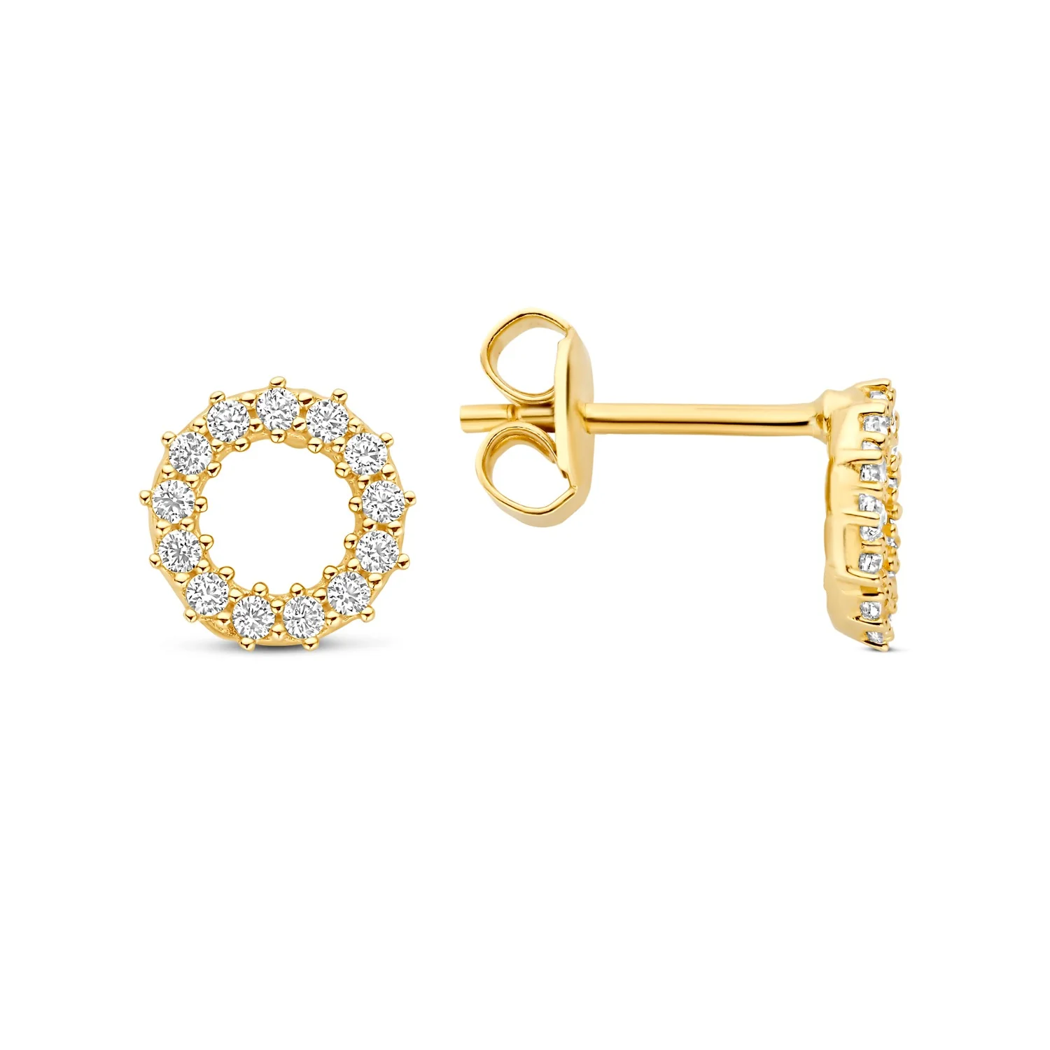 Beloro Jewels Monte Napoleone Ivet 9 karat gold ear studs with zirconia stones  BO360122 - Image 4