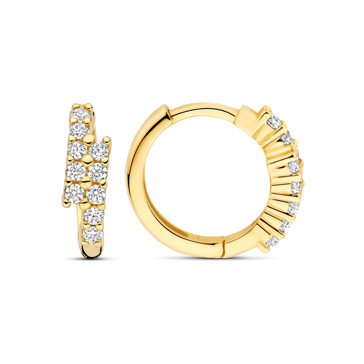 Beloro Jewels Monte Napoleone Joley 9 karat gold hoop earrings with zirconia stones (9,7 mm) BO360117 - Image 4