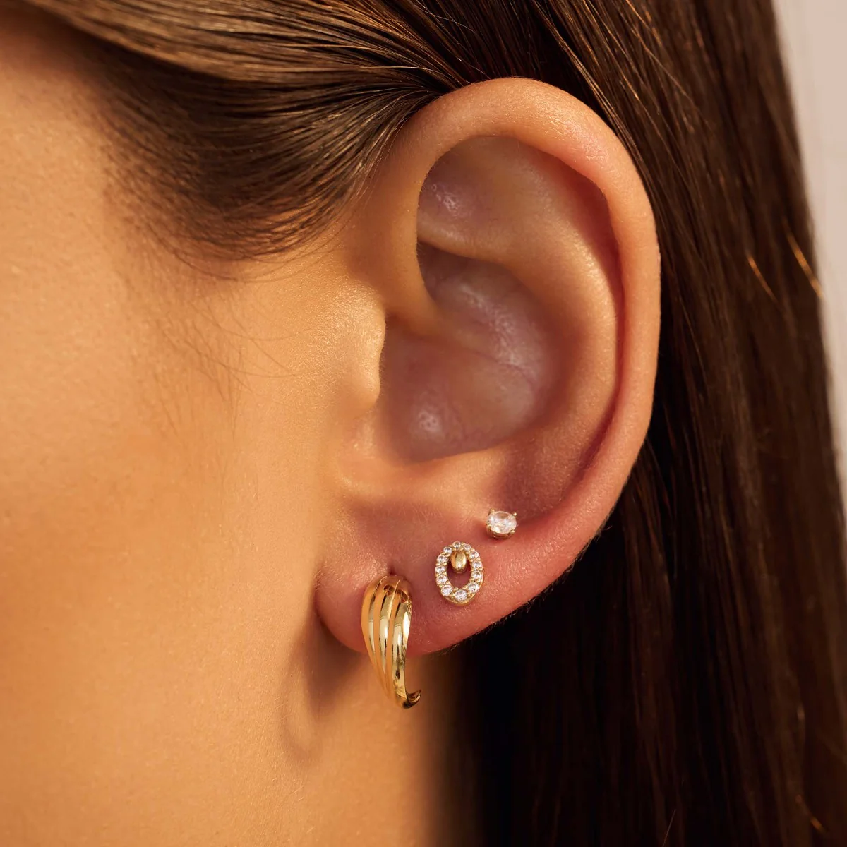 Beloro Jewels Monte Napoleone Leontina 9 carat gold Ear Studs BO360020 - Image 2