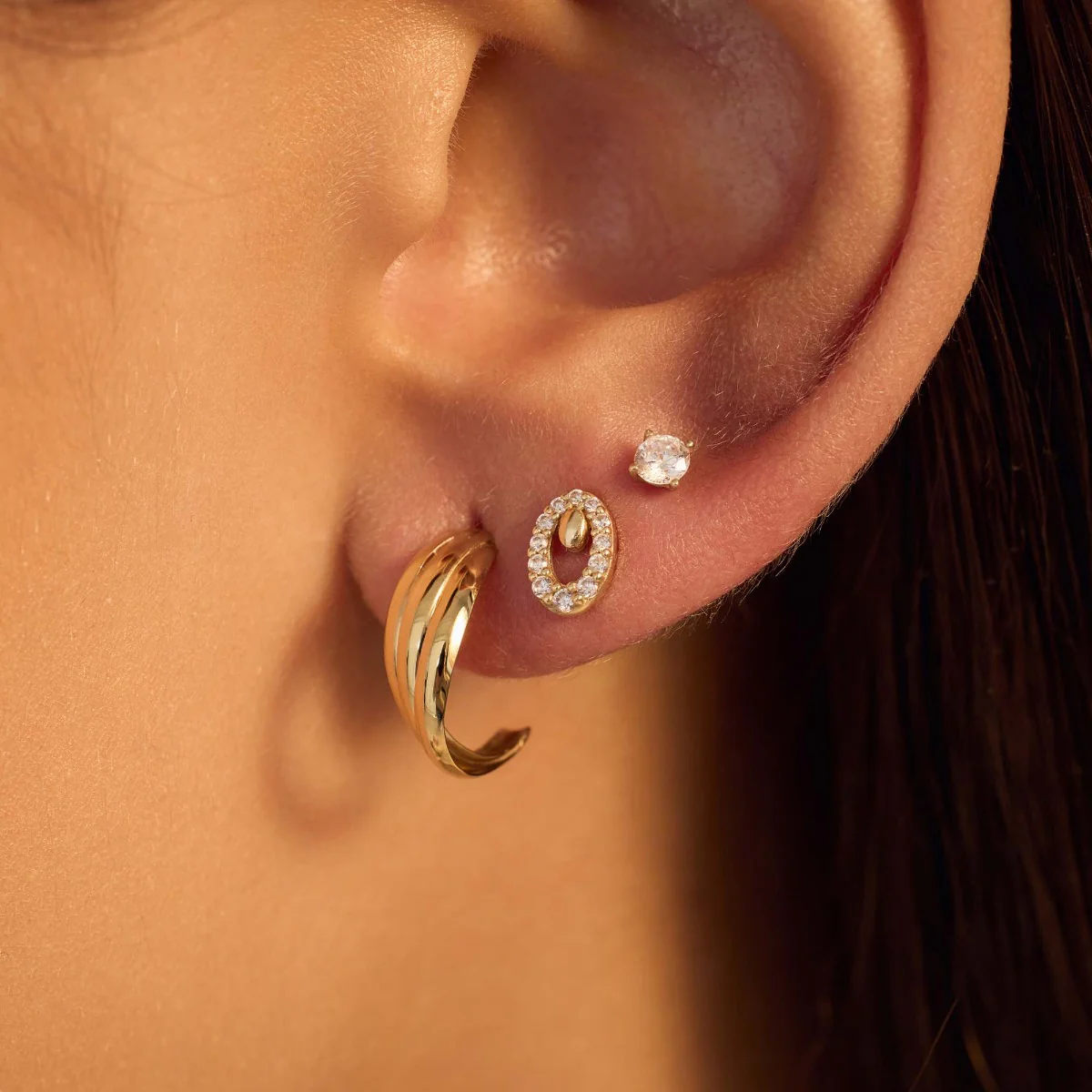 Beloro Jewels Monte Napoleone Leontina 9 carat gold Ear Studs BO360020 - Image 3