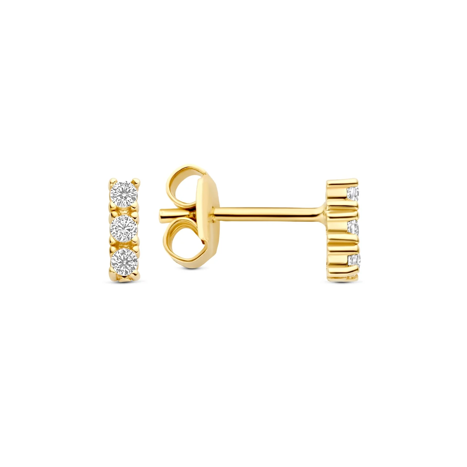 Beloro Jewels Monte Napoleone Liset 9 karat gold ear studs with zirconia stones  BO360123 - Image 4