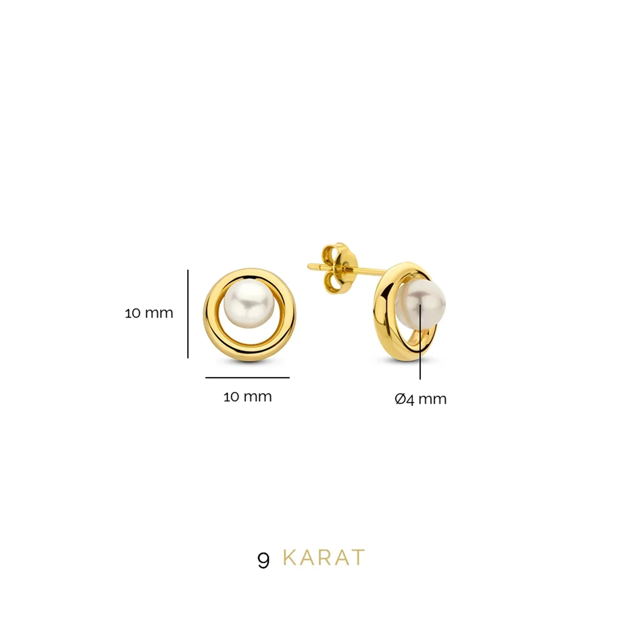 Beloro Jewels Monte Napoleone Perla 9 carat gold Ear Studs BO360039 - Image 4