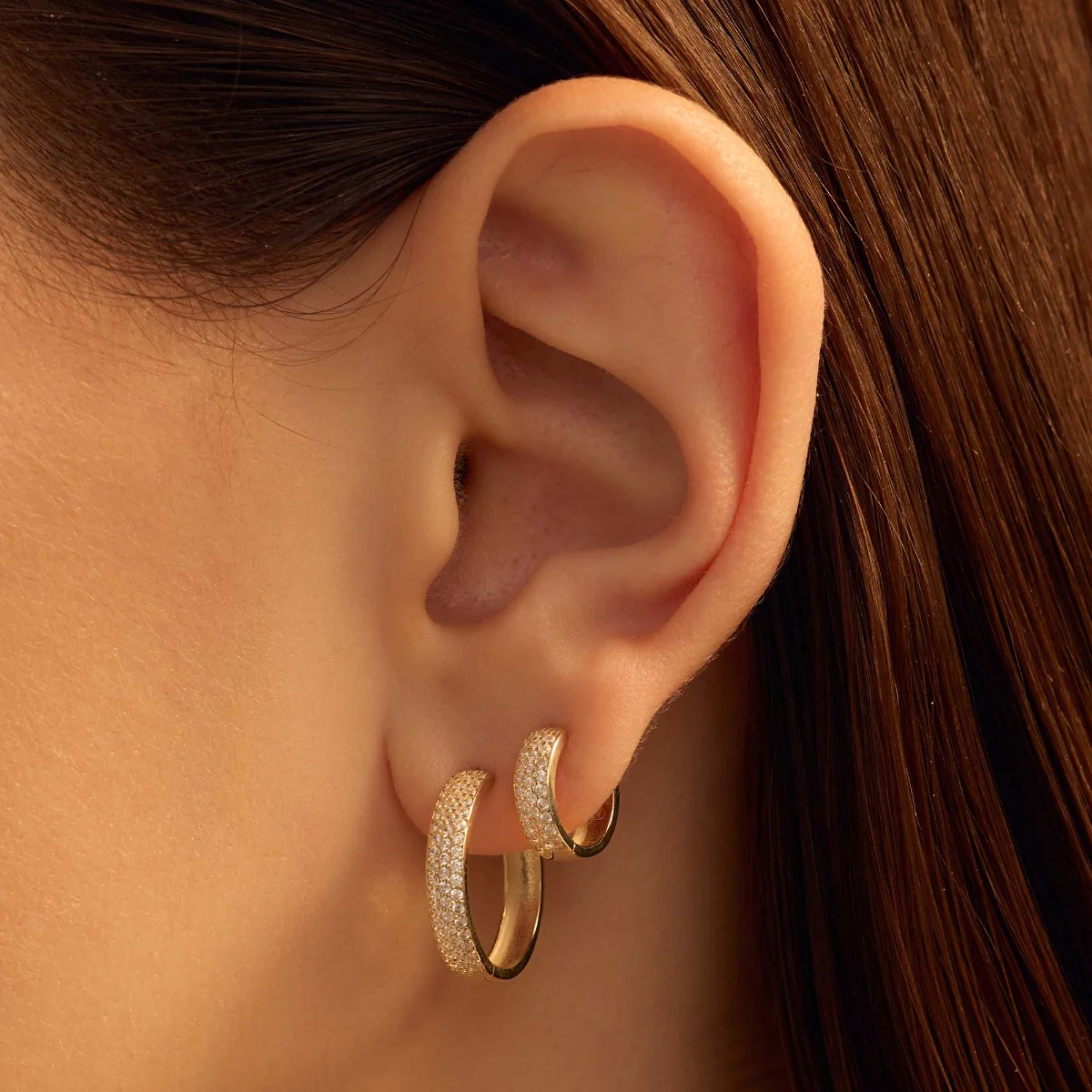 Beloro Jewels Monte Napoleone Stella 9 karat gold hoop earrings with zirconia BO360086 - Image 2