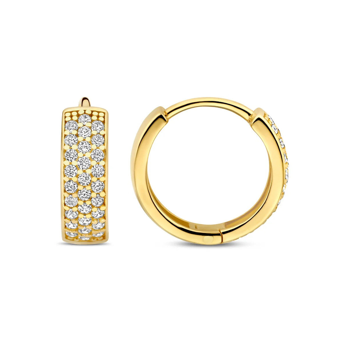 Beloro Jewels Monte Napoleone Stella 9 karat gold hoop earrings with zirconia BO360086 - Image 4
