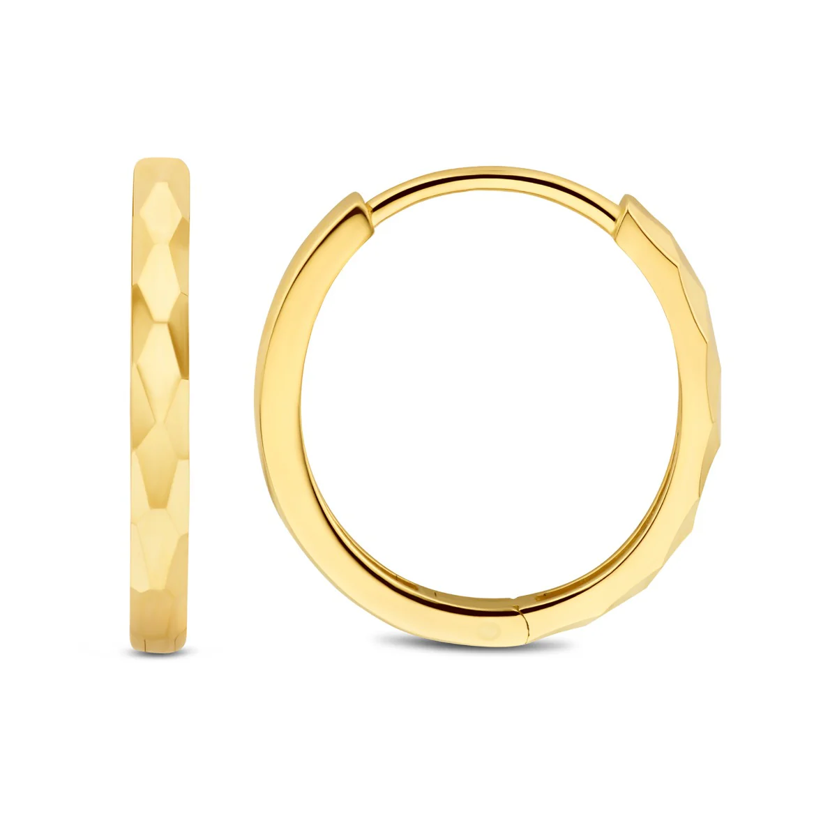 Beloro Jewels Quadrilatero d'Ora Marina 9-Carat Hoop Earrings with Diamond Cut BO360091 - Image 5