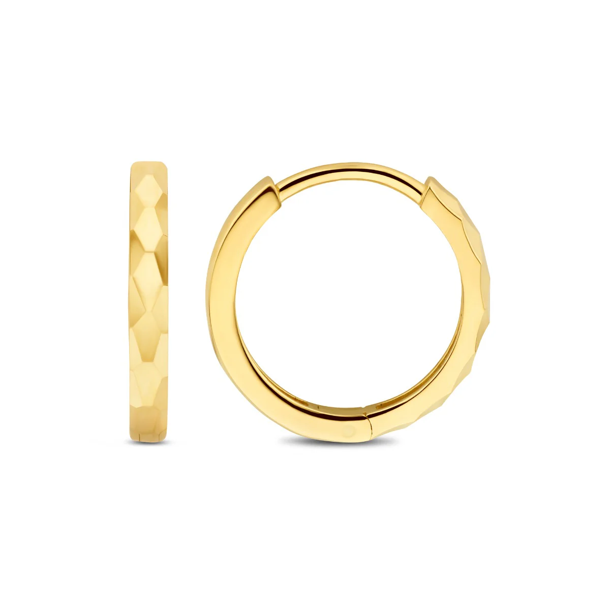 Beloro Jewels Quadrilatero d'Ora Marina 9 karat gold hoop earrings with diamond cut BO360090 - Image 4