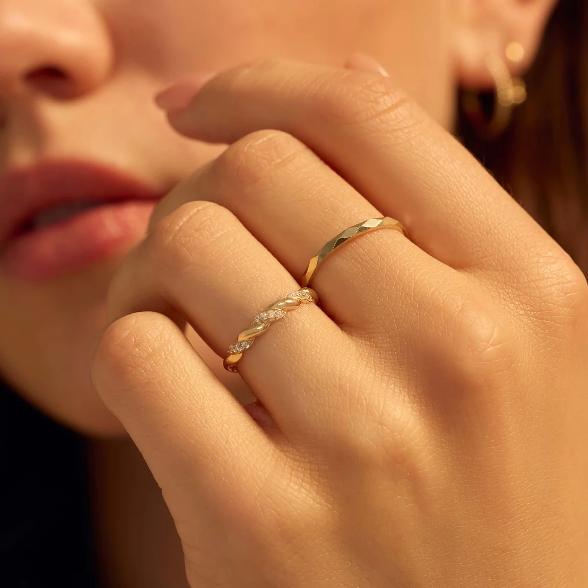 Beloro Jewels Quadrilatero d'Ora Marina 9 karat gold ring with diamond cut BO330039-48 - Image 2