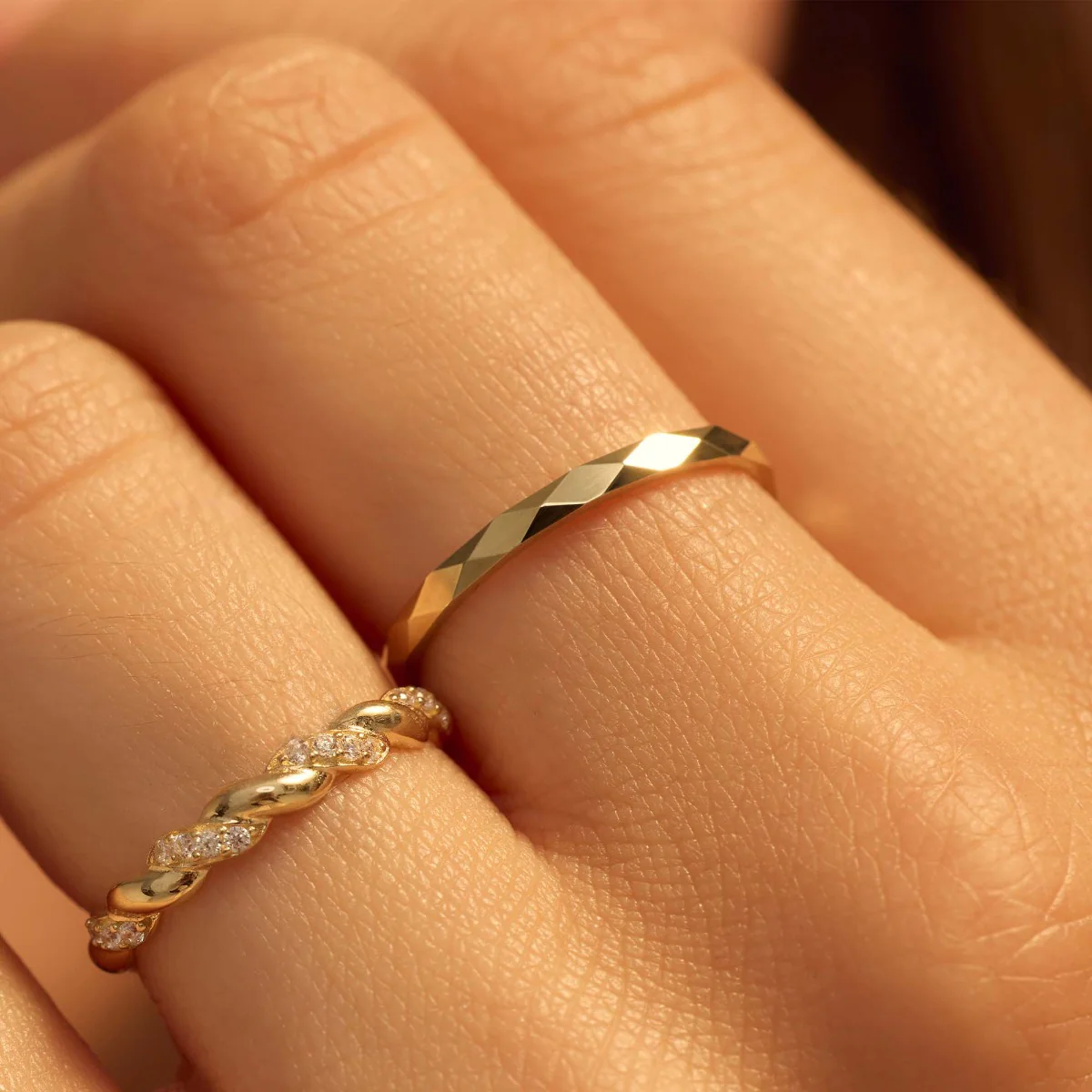 Beloro Jewels Quadrilatero d'Ora Marina 9 karat gold ring with diamond cut BO330039-48 - Image 3