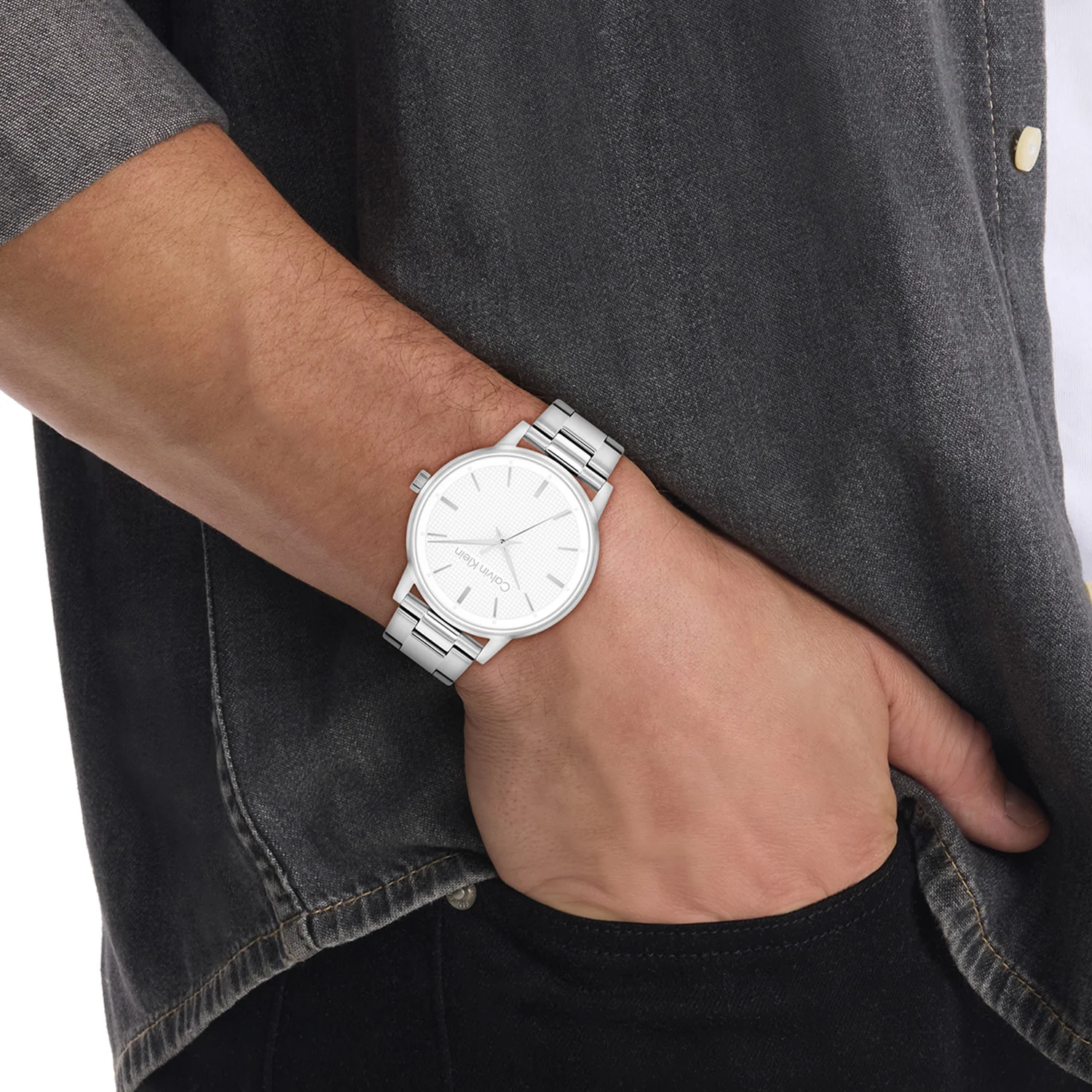 Calvin Klein Linked Wit Heren Horloge 2002-CK25200501 - Image 2
