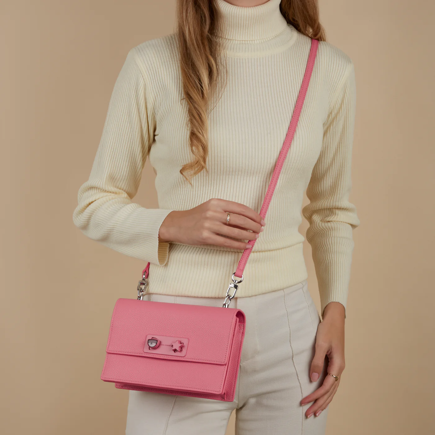 Chiara Ferragni Eye Star Pink Crossbody Bag 75SB4BE8-ZS529-428 - Image 2