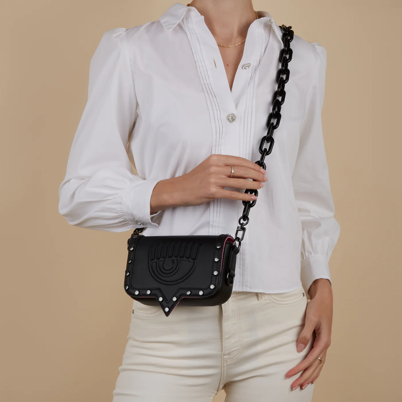 Chiara Ferragni Eyelike Black Crossbody Bag 75SB4BA2-ZS518-899 - Image 3