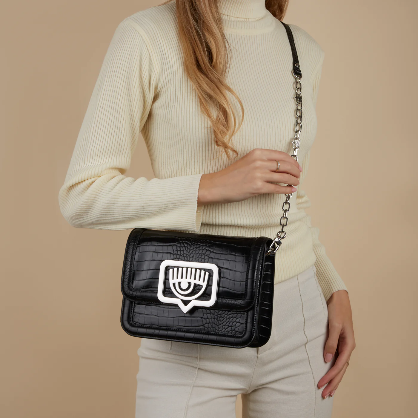 Chiara Ferragni Eyelike Black Crossbody Bag 75SB4BB1-ZS728-899 - Image 2