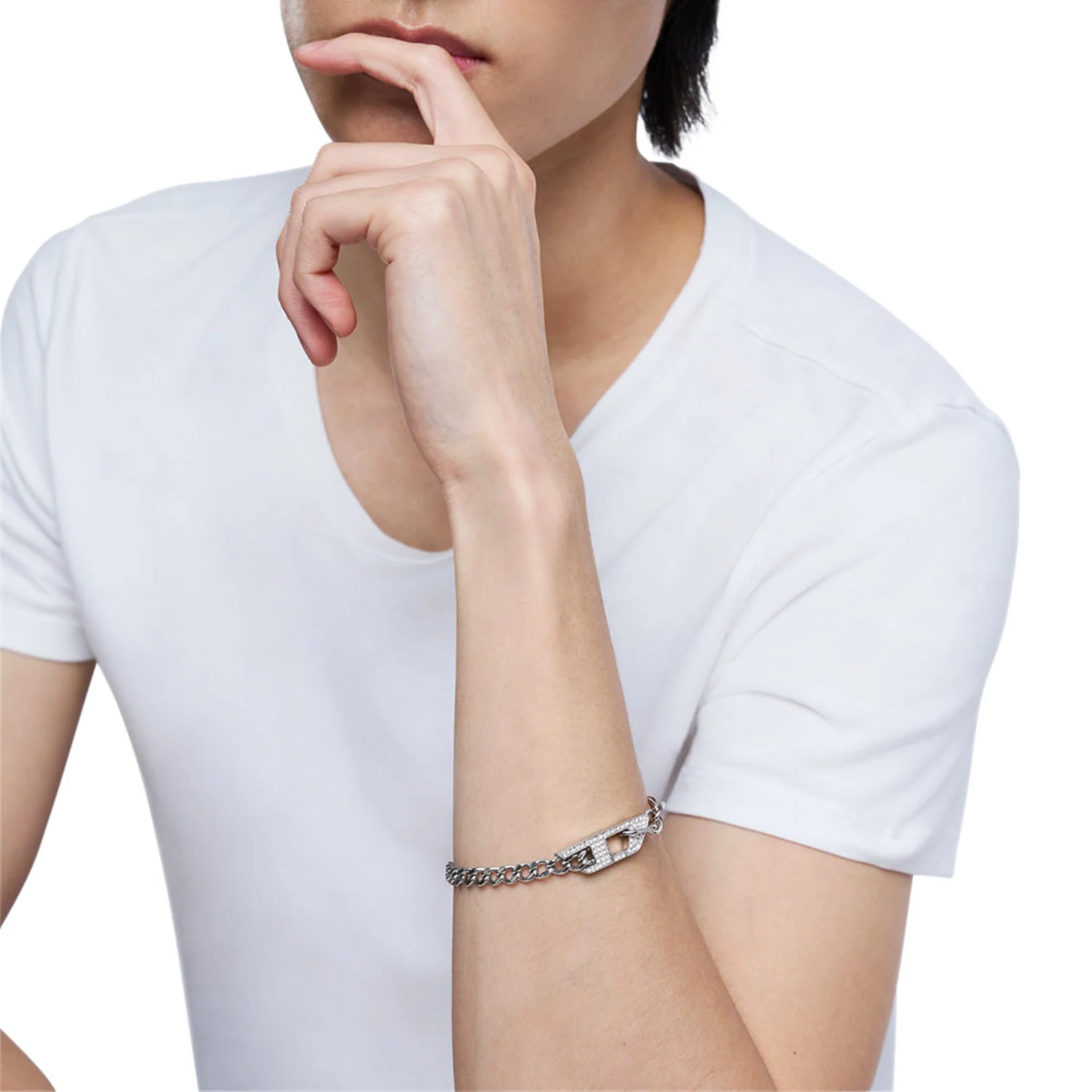 Diesel D Logo Silver and Gold Stainless Steel Bracelet DX1627040 - Image 2