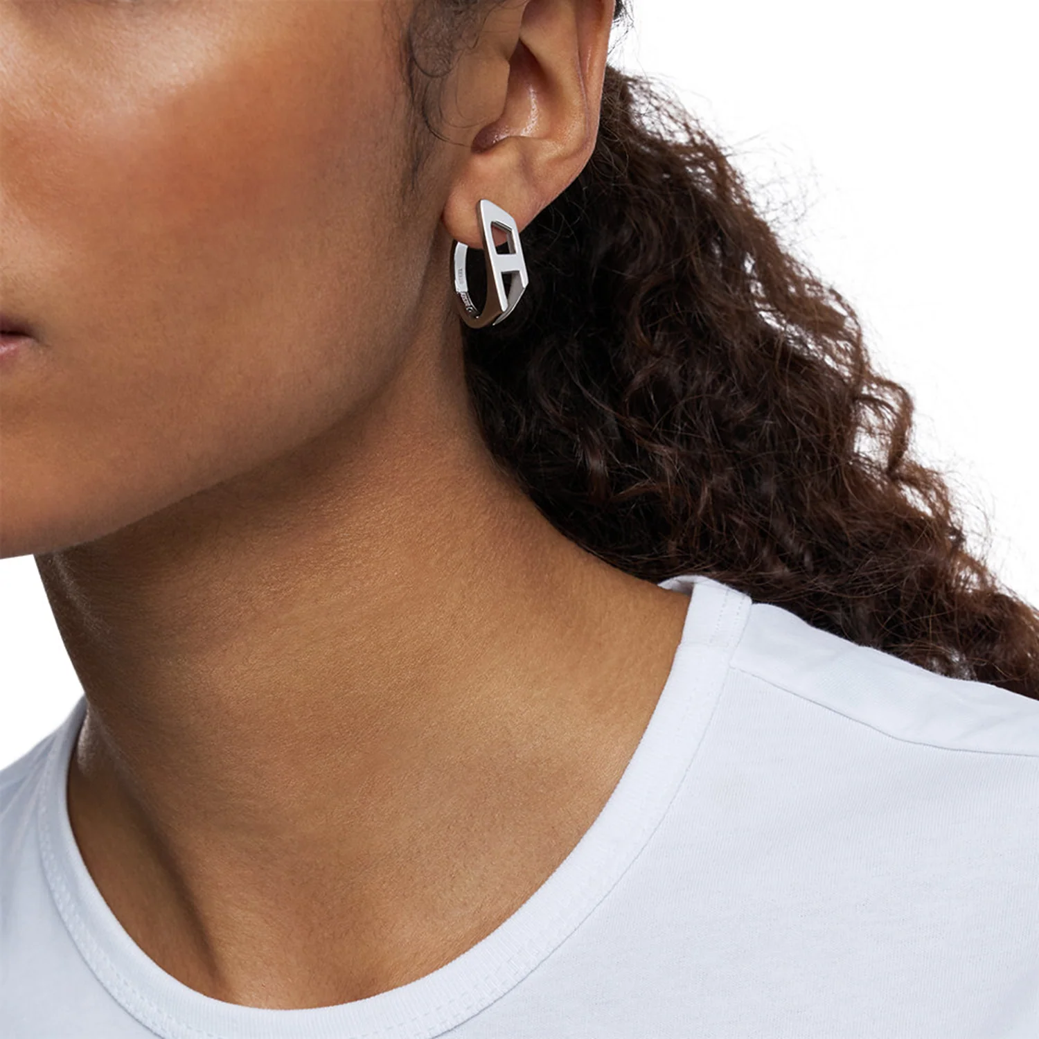 Diesel D Logo Silver Stainless Steel Earrings DX1637040 - Image 4