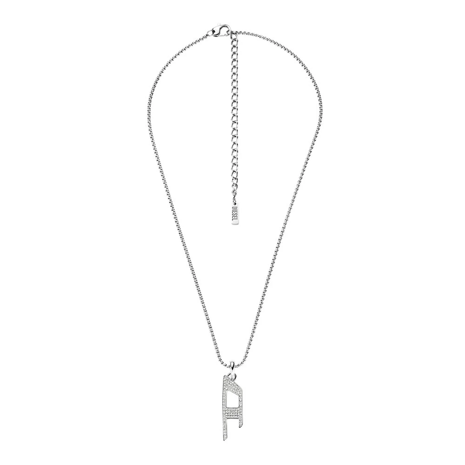 Diesel D Logo Silver Stainless Steel Necklace DX1624040 - Image 3