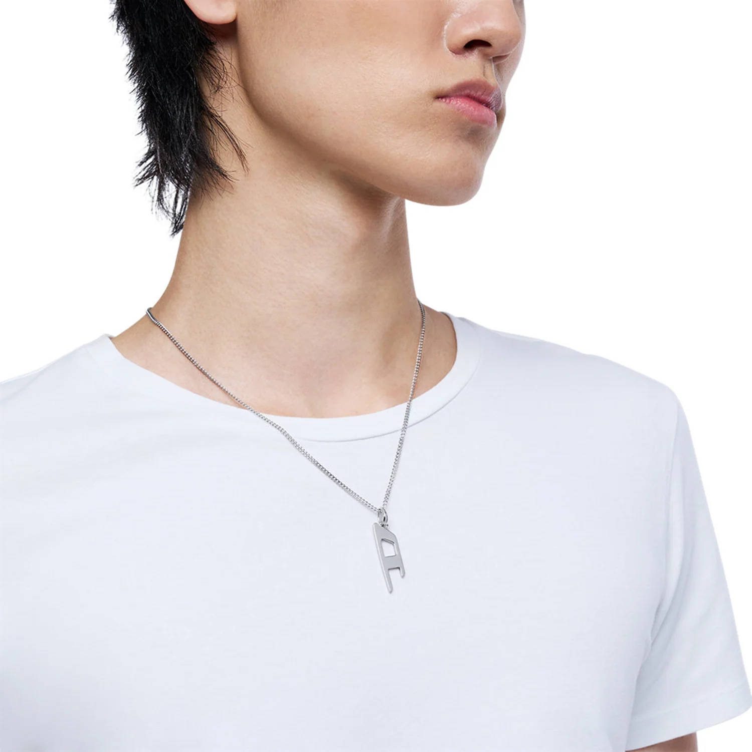 Diesel D Logo Silver Stainless Steel Necklace DX1625040 - Image 2