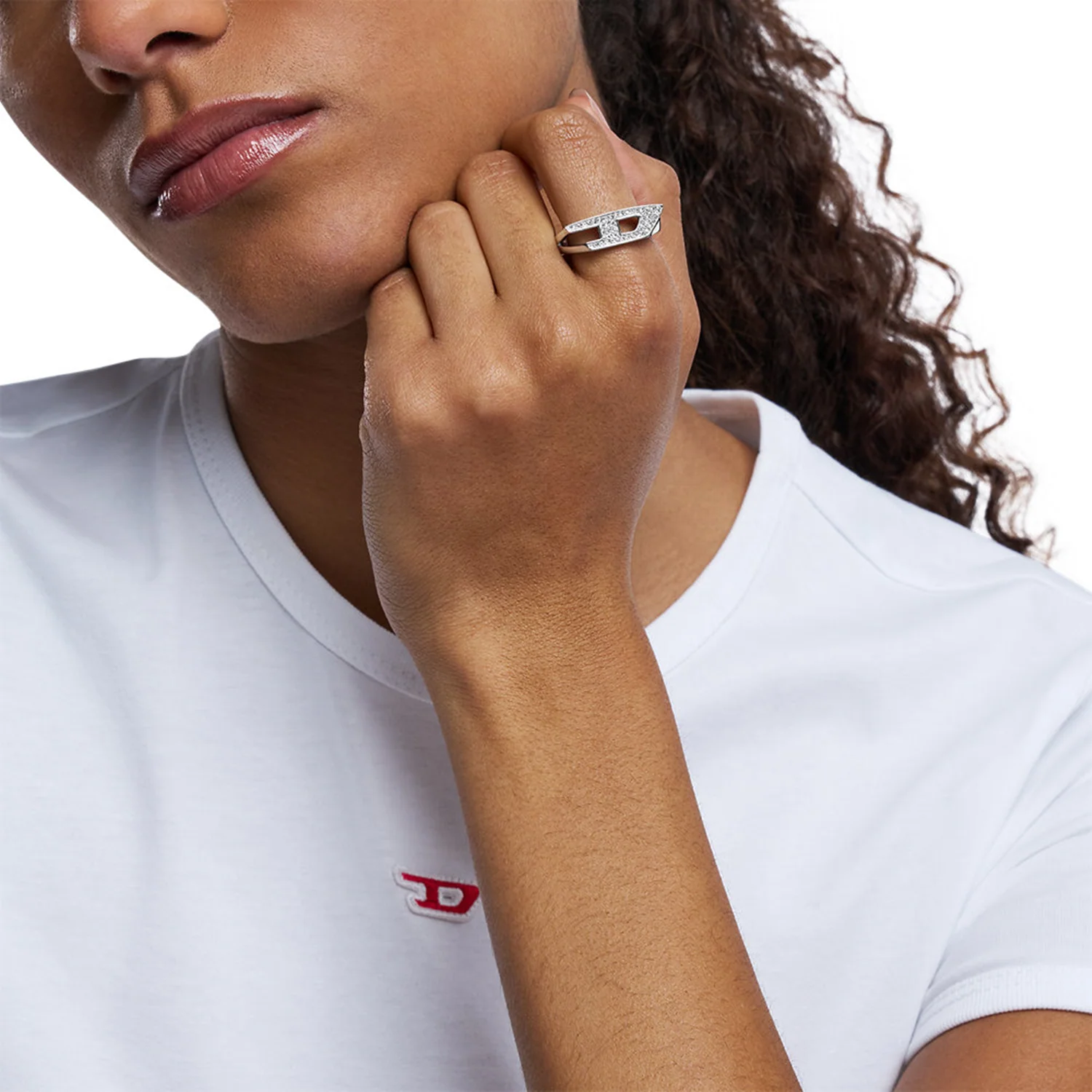 Diesel D Logo Silver Stainless Steel Ring DX16290407 - Image 3