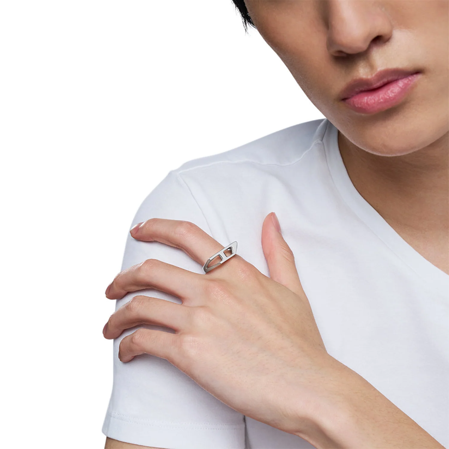 Diesel D Logo Silver Stainless Steel Ring DX16380407 - Image 2