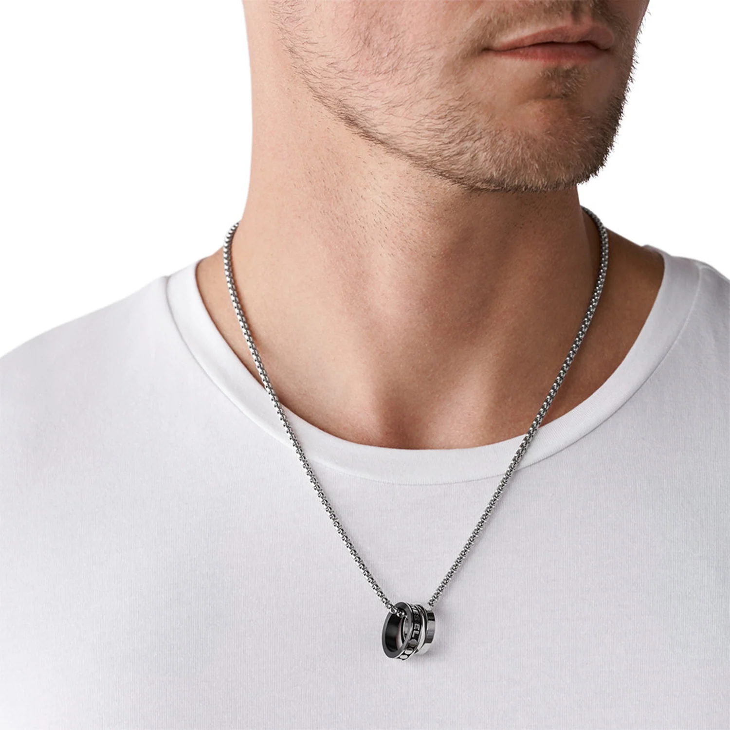 Diesel Double Pendant Stainless Steel Necklace DX1168040 - Image 2