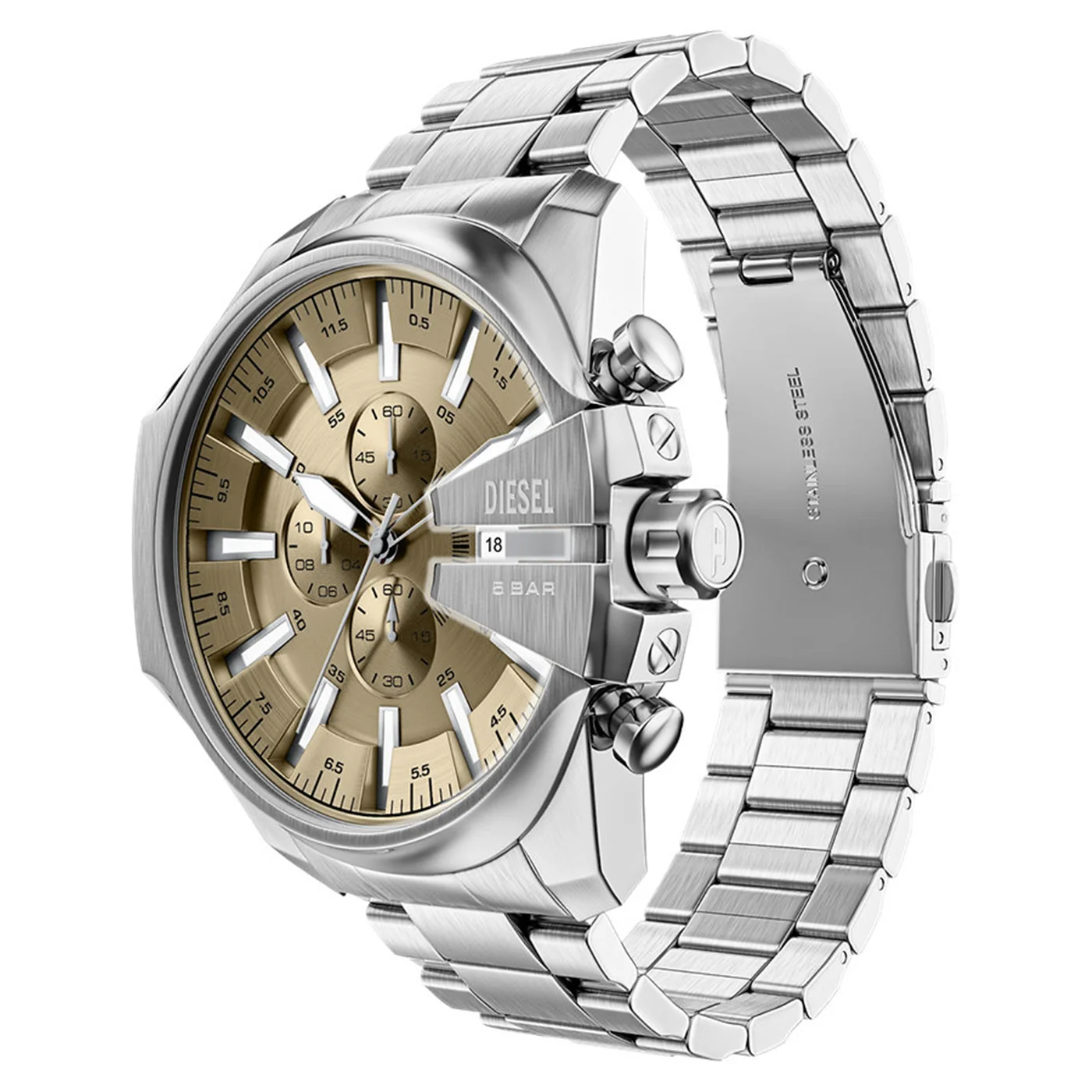 Diesel Mega Chief Slim Round Gold Dial Watch DZ4702 - Image 2