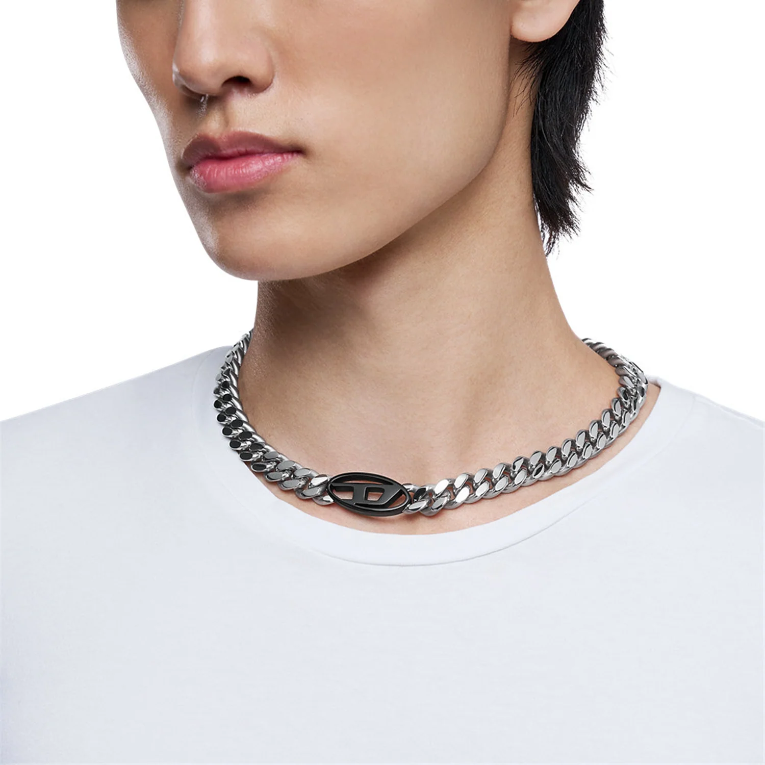 Diesel Oval D Logo Stainless Steel Necklace DX1635931 - Image 2