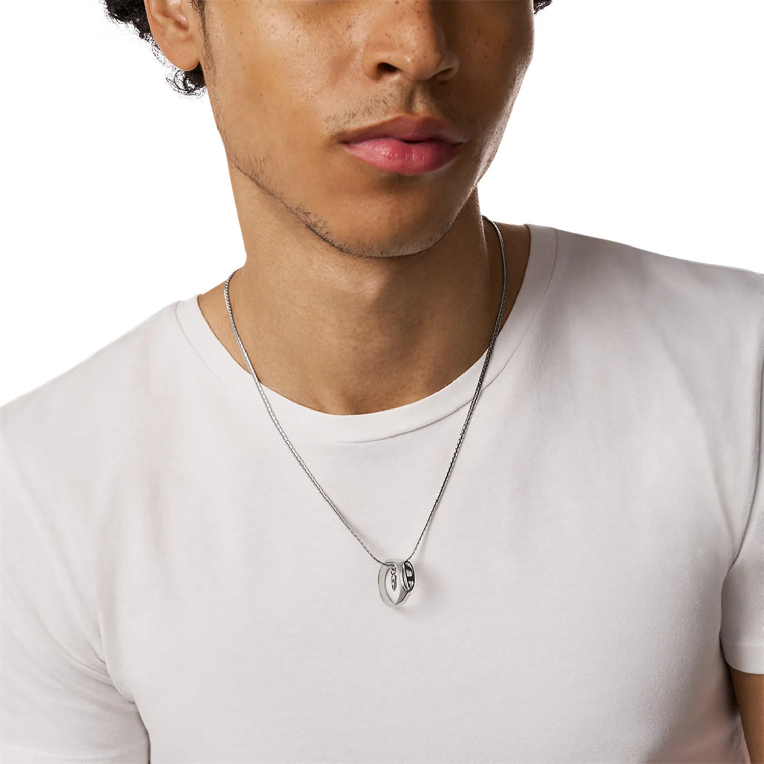 Diesel Oval D Logo Stainless Steel Necklace DX1644040 - Image 2