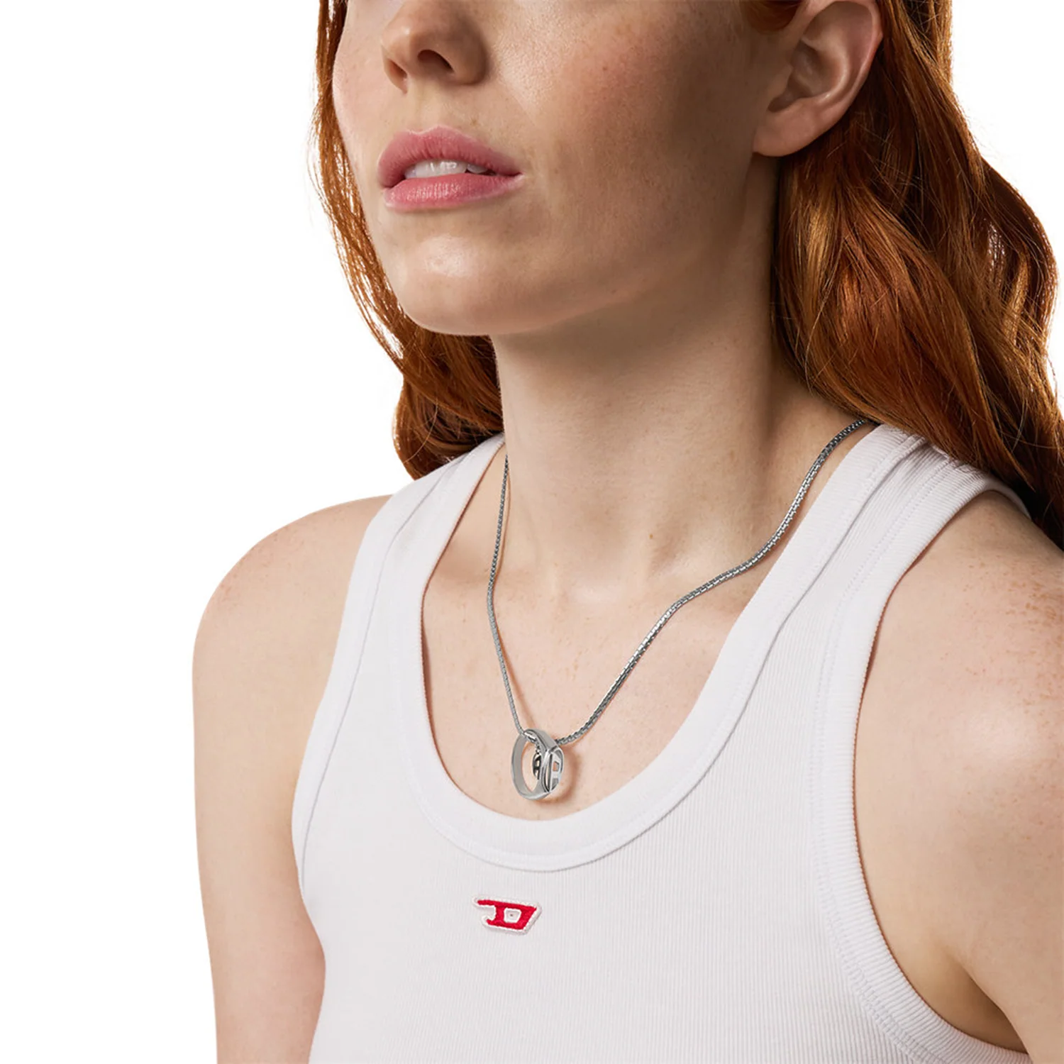 Diesel Oval D Logo Stainless Steel Necklace DX1644040 - Image 3