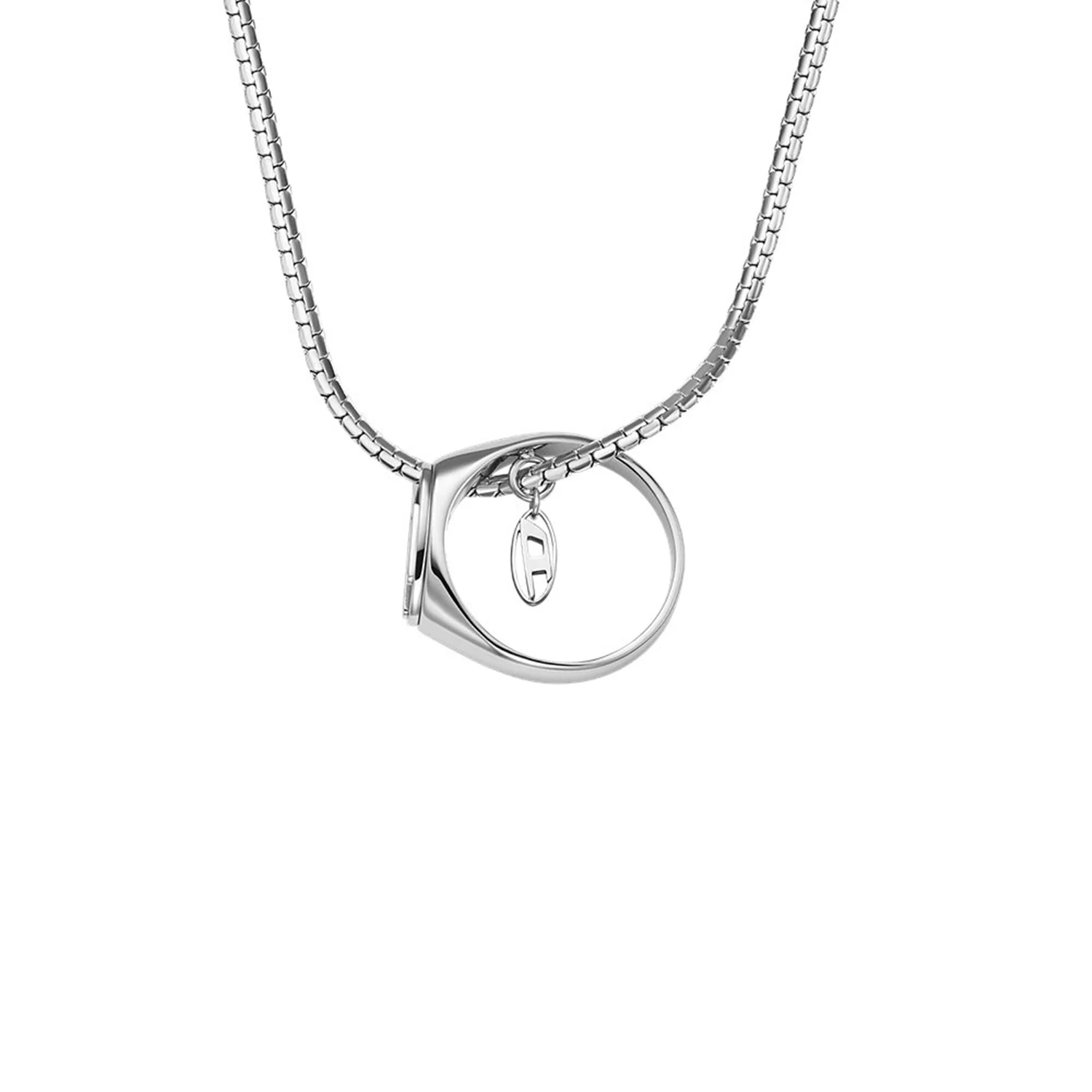 Diesel Oval D Logo Stainless Steel Necklace DX1644040 - Image 4