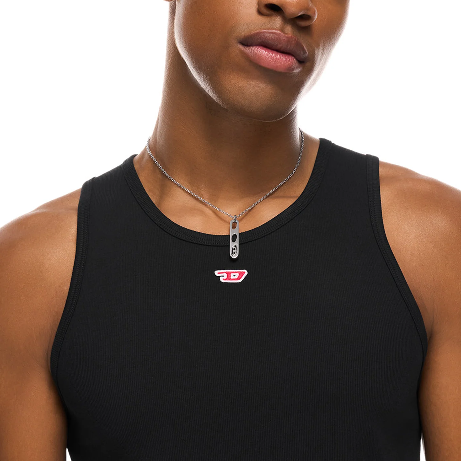 Diesel Oval D Logo Stainless Steel Unisex Necklace DX1662040 - Image 3