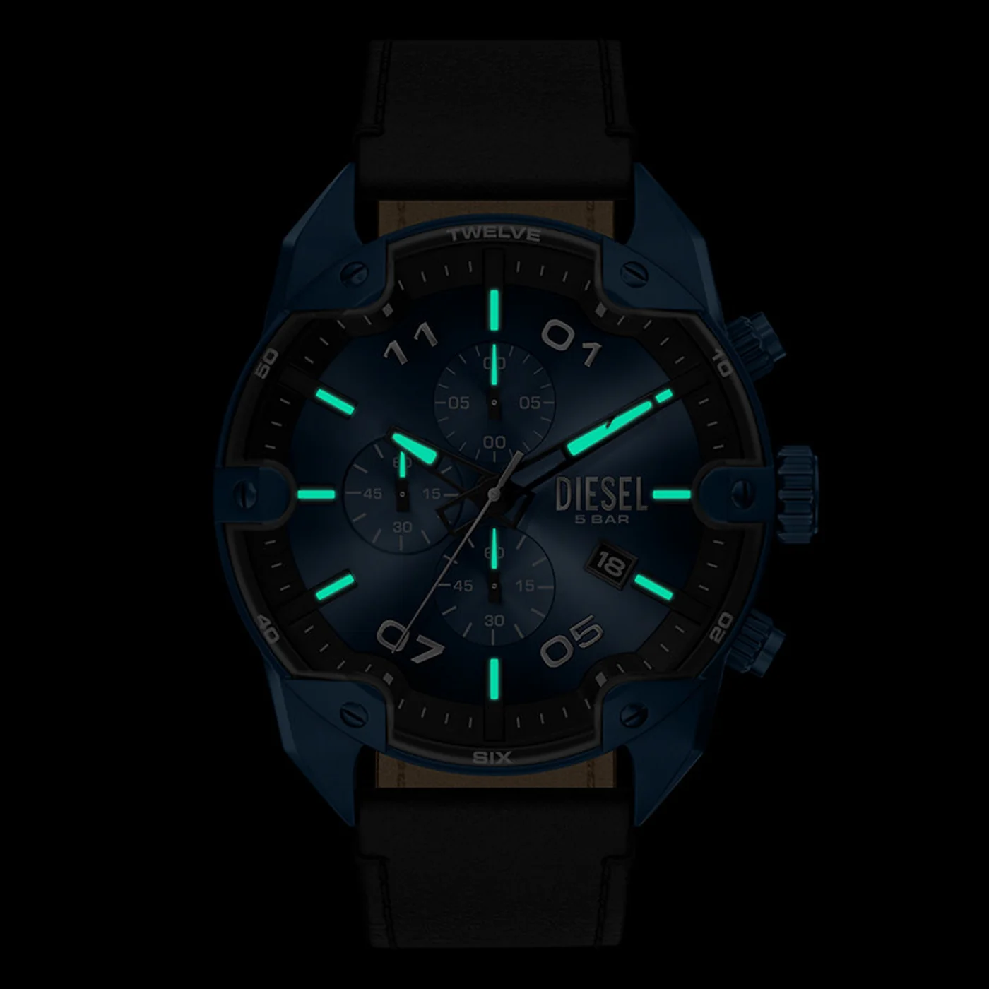 Diesel Spiked Round Dark Blue Dial Watch DZ4703 - Image 7