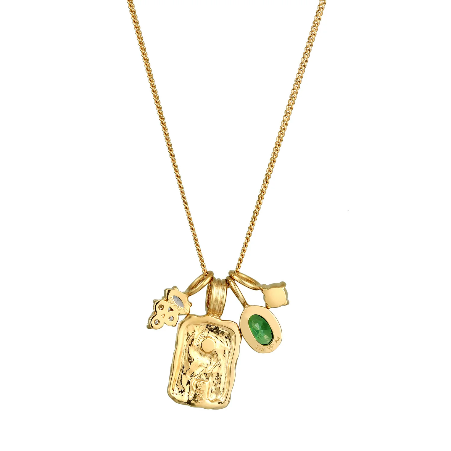 Elli 925 Sterling Silver Coin Necklace Gold plated with Zirconia 2004-BF-0008128-001 - Image 3