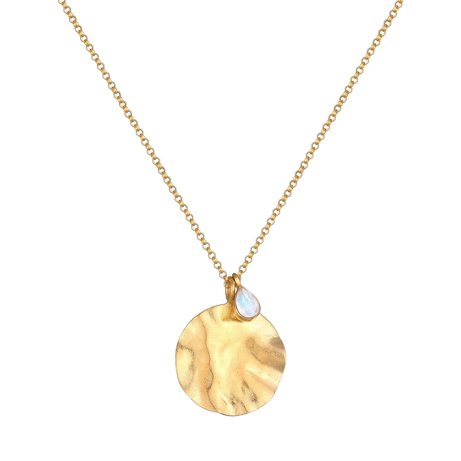 Elli 925 Sterling Silver Coin Necklace with Moonstone 2004-BF-0008221-001 - Image 2