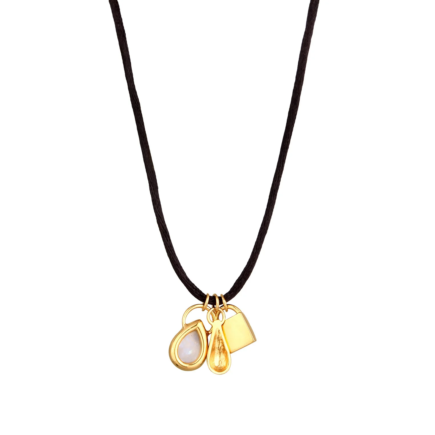 Elli 925 Sterling Silver Layered Choker Gold plated with Moonstone 2004-BF-0008265-001 - Image 3