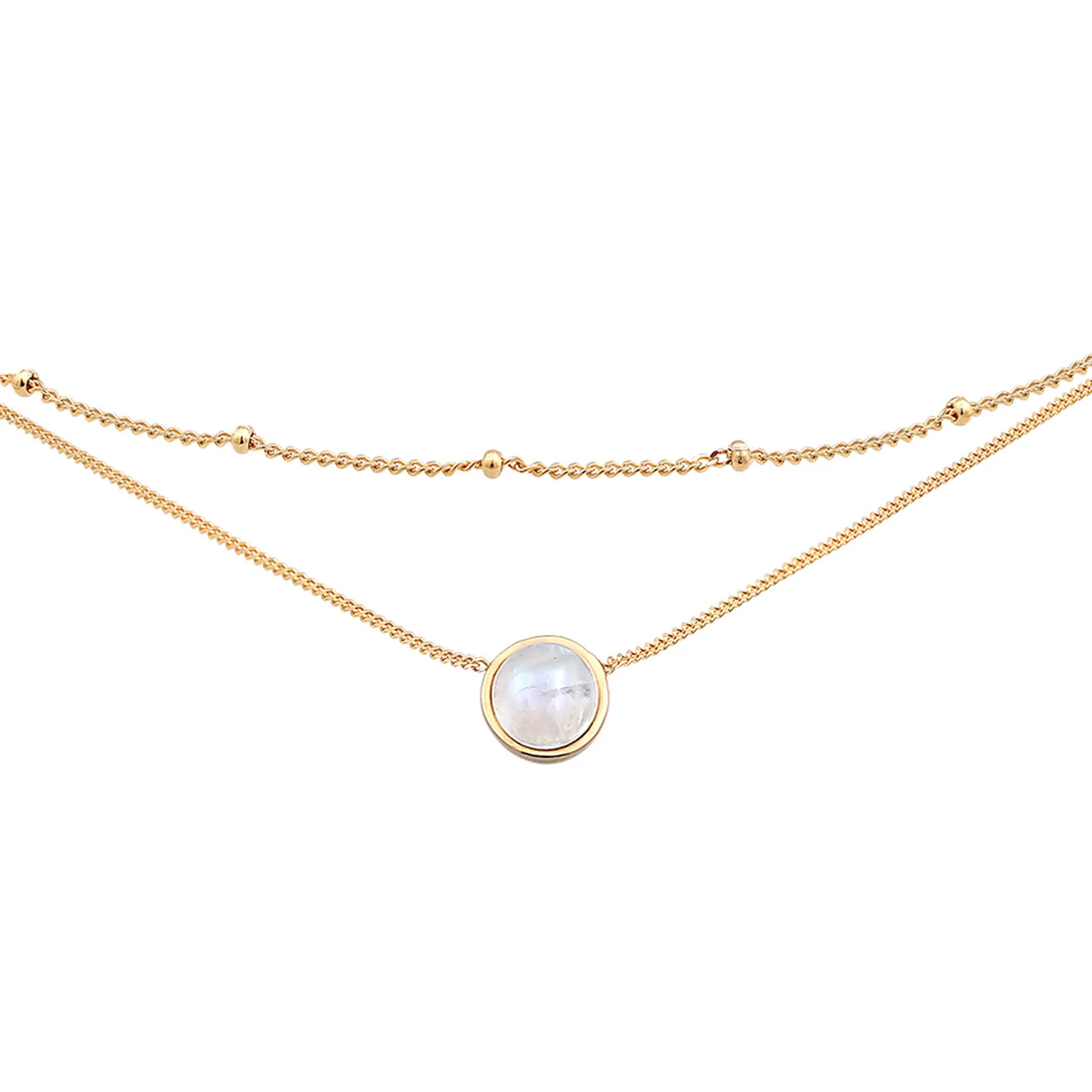 Elli 925 Sterling Silver Layered Choker with Moonstone 2004-BF-0008211-001 - Image 2