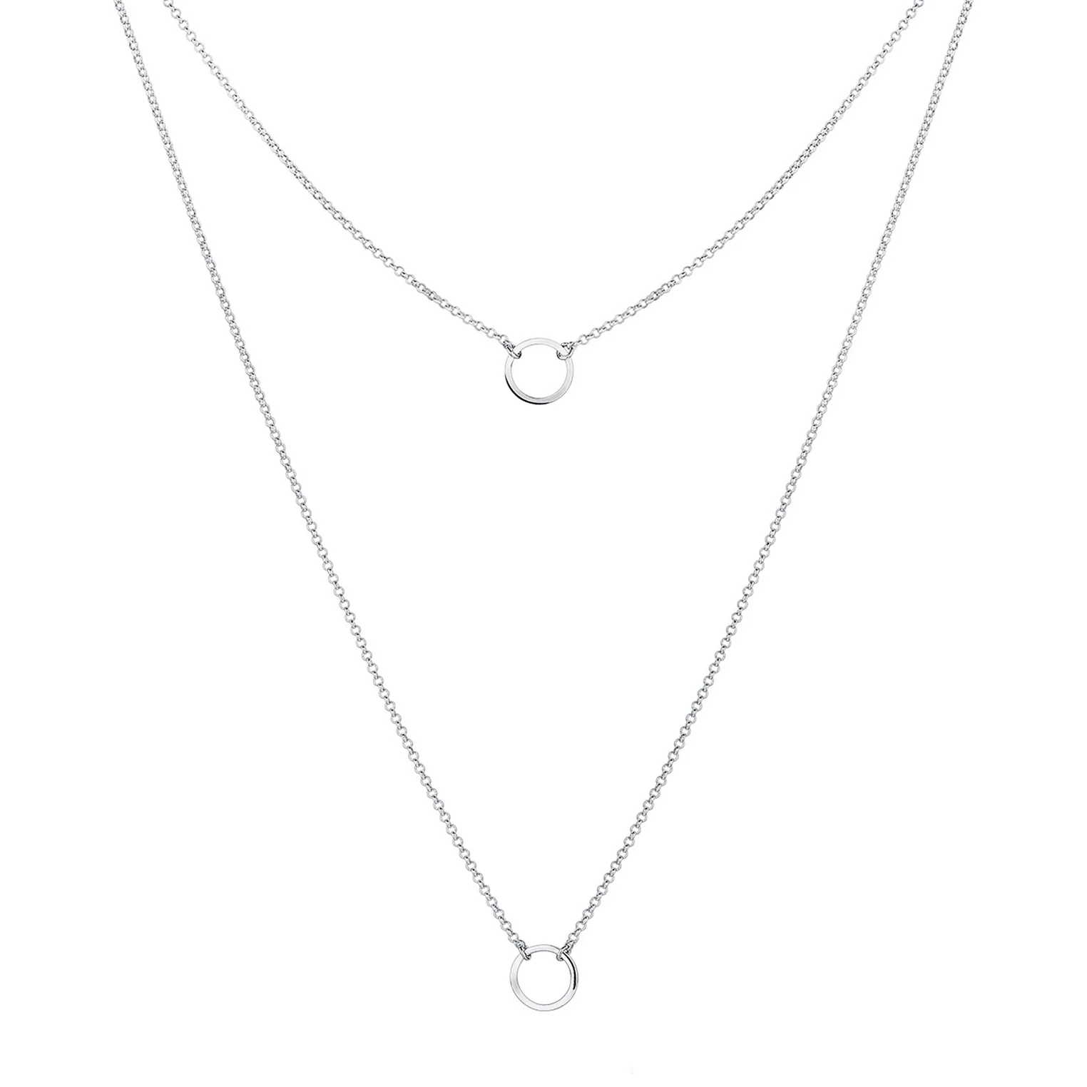 Elli 925 Sterling Silver Layered Link Chain Necklace 2004-BF-0007985-001 - Image 2