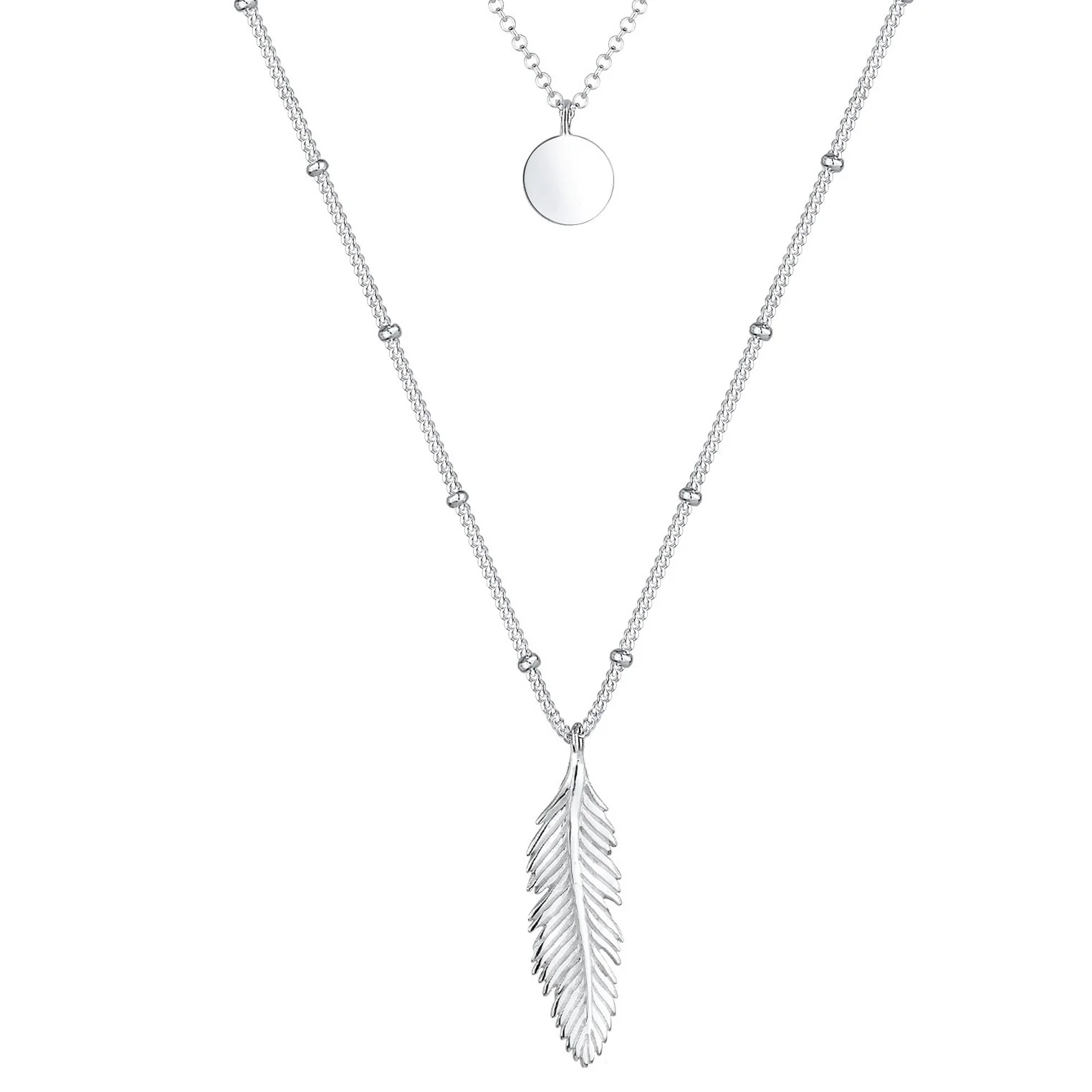 Elli 925 Sterling Silver Layered Link Chain Necklace with Moonstone 2004-BF-0007742-001 - Image 4