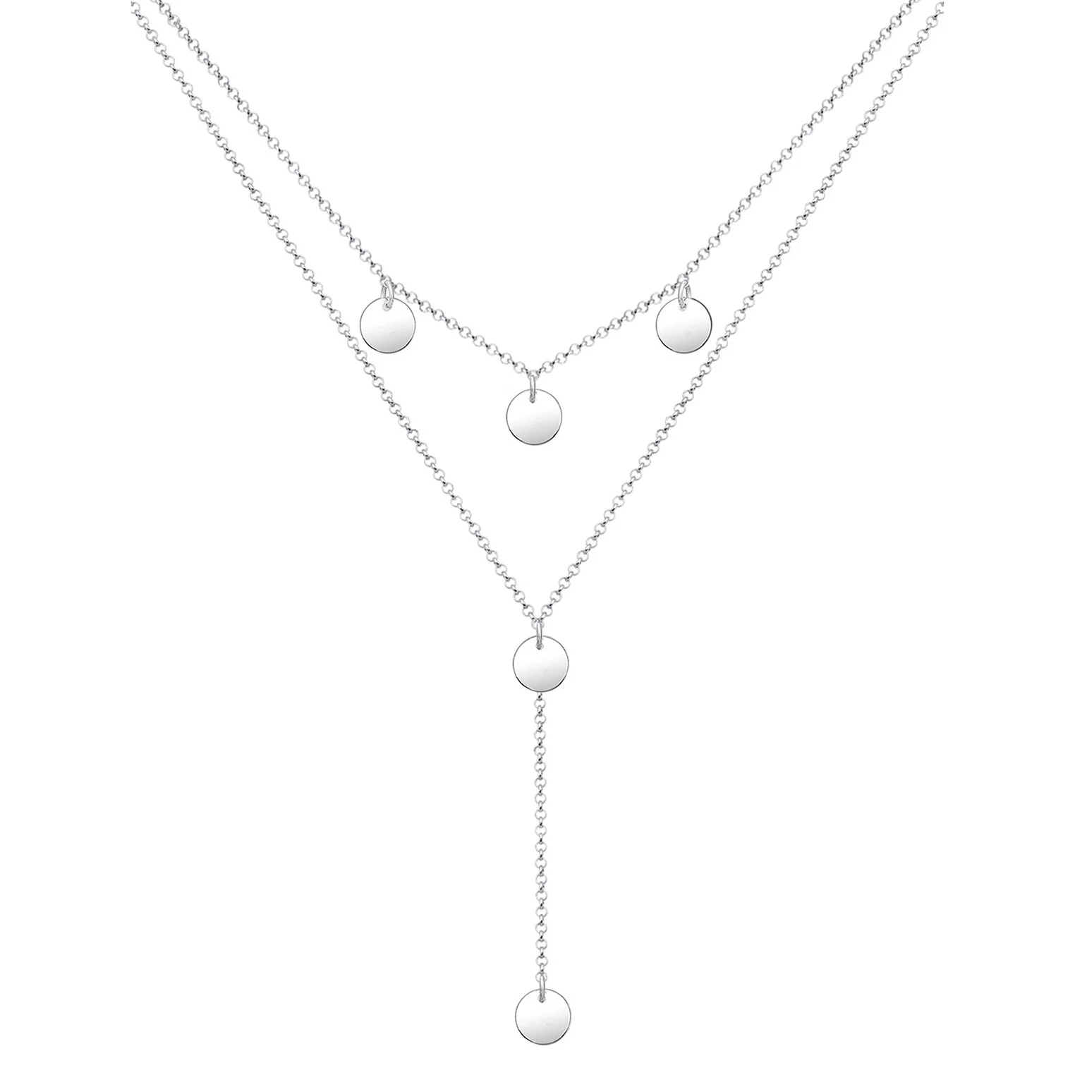 Elli 925 Sterling Silver Layered Y Chain Necklace 2004-BF-0007677-001 - Image 2