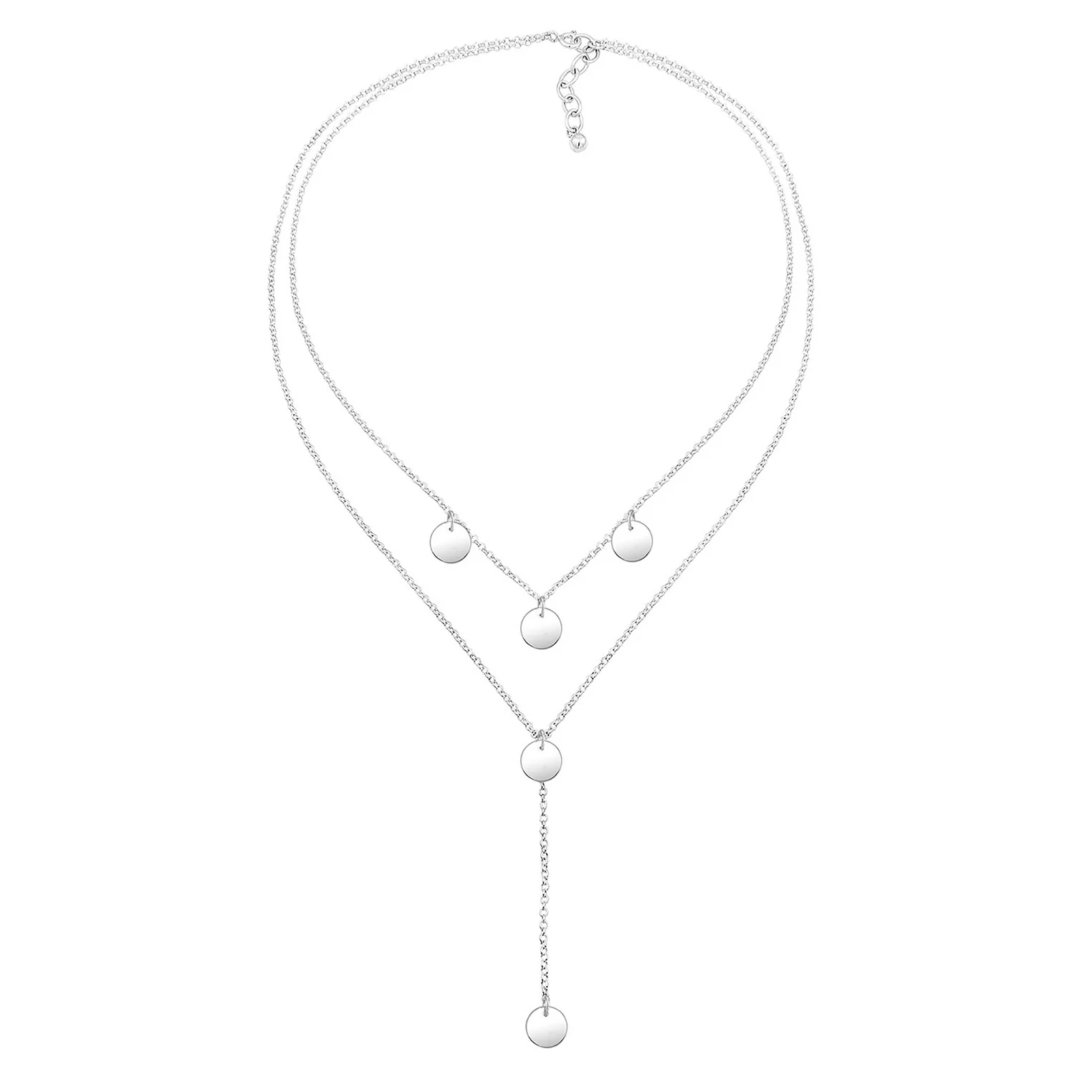 Elli 925 Sterling Silver Layered Y Chain Necklace 2004-BF-0007677-001 - Image 3