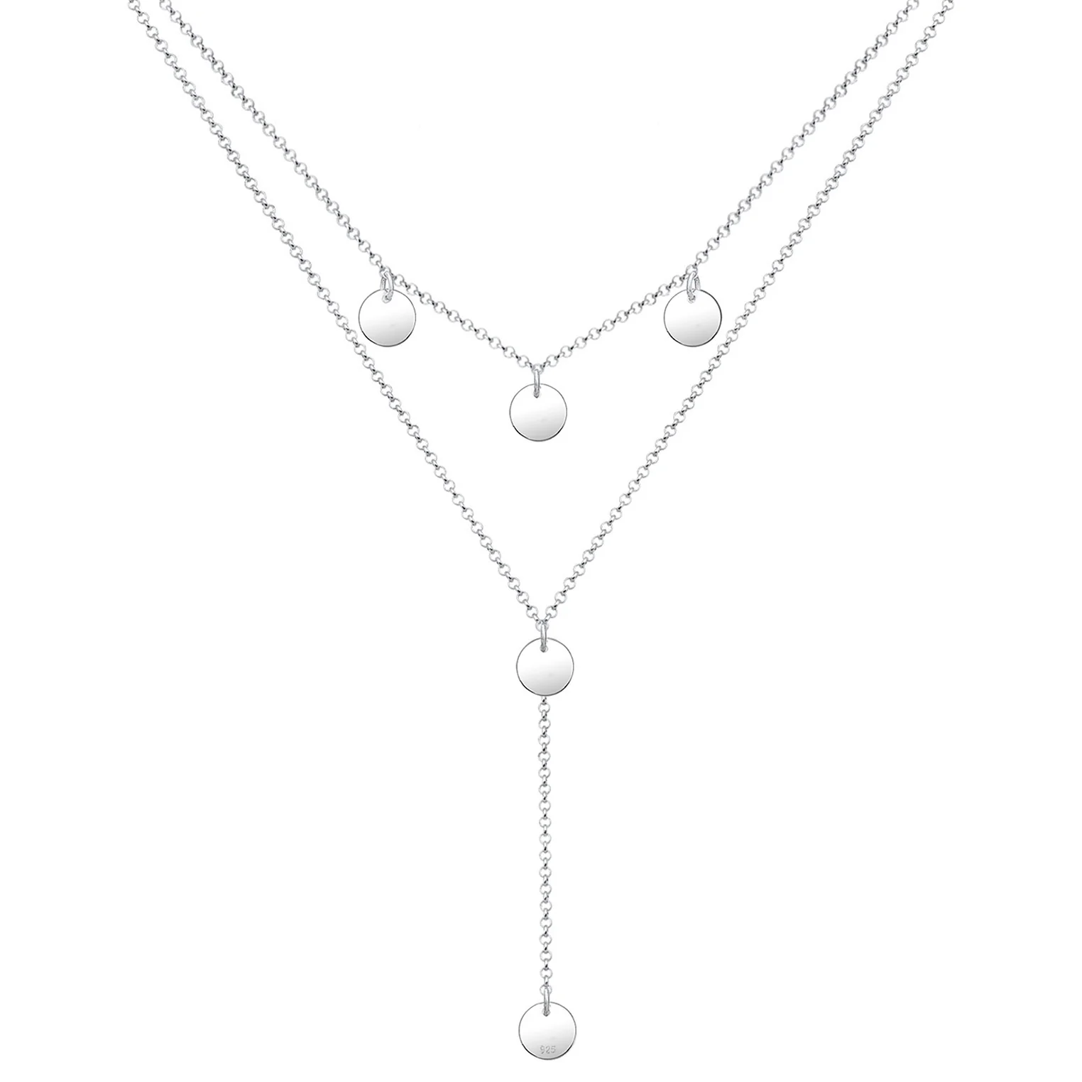 Elli 925 Sterling Silver Layered Y Chain Necklace 2004-BF-0007677-001 - Image 4
